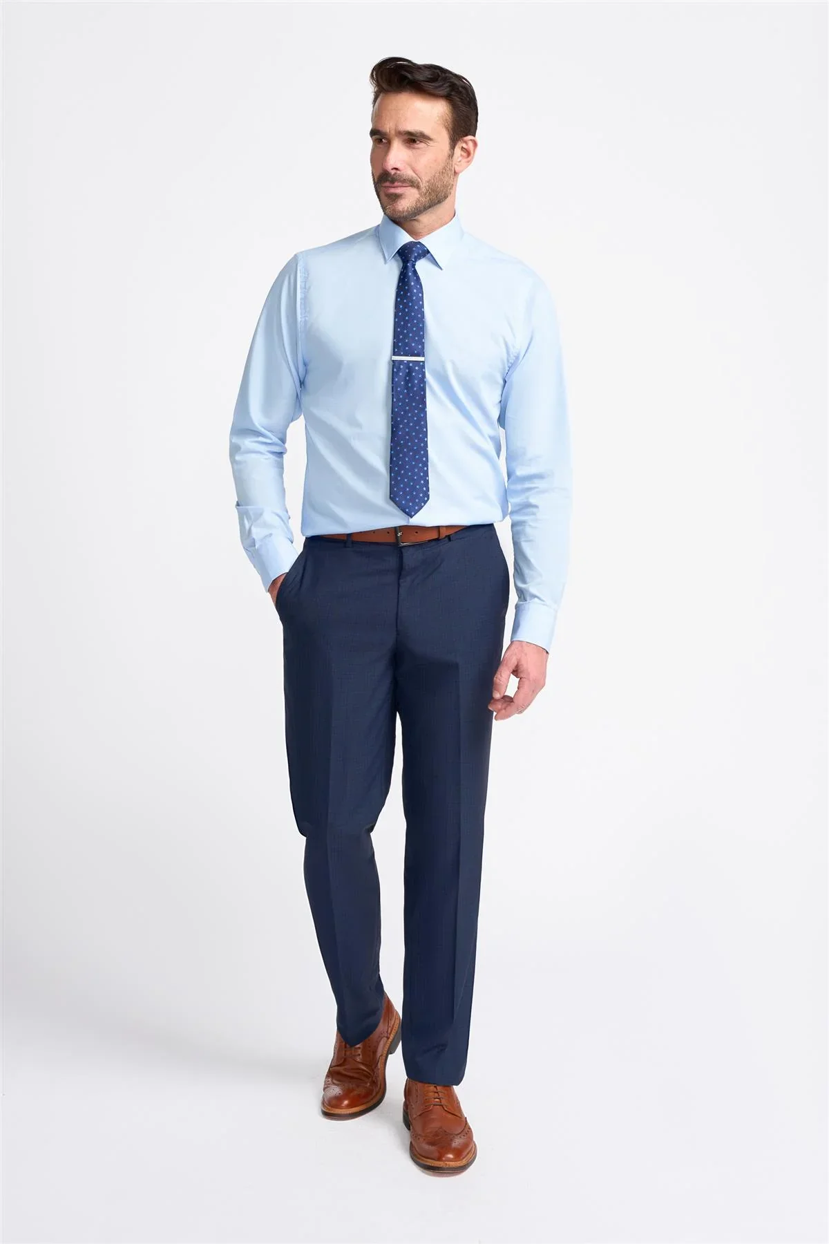 Men's Slim Fit Navy Suit - SEEBA - Navy Blue - Image 9