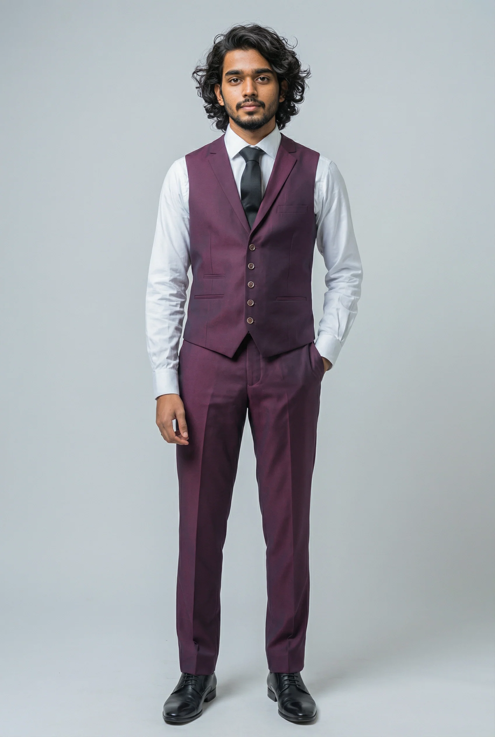 Men's Lincoln Slim Fit Burgundy Suit - Image 5