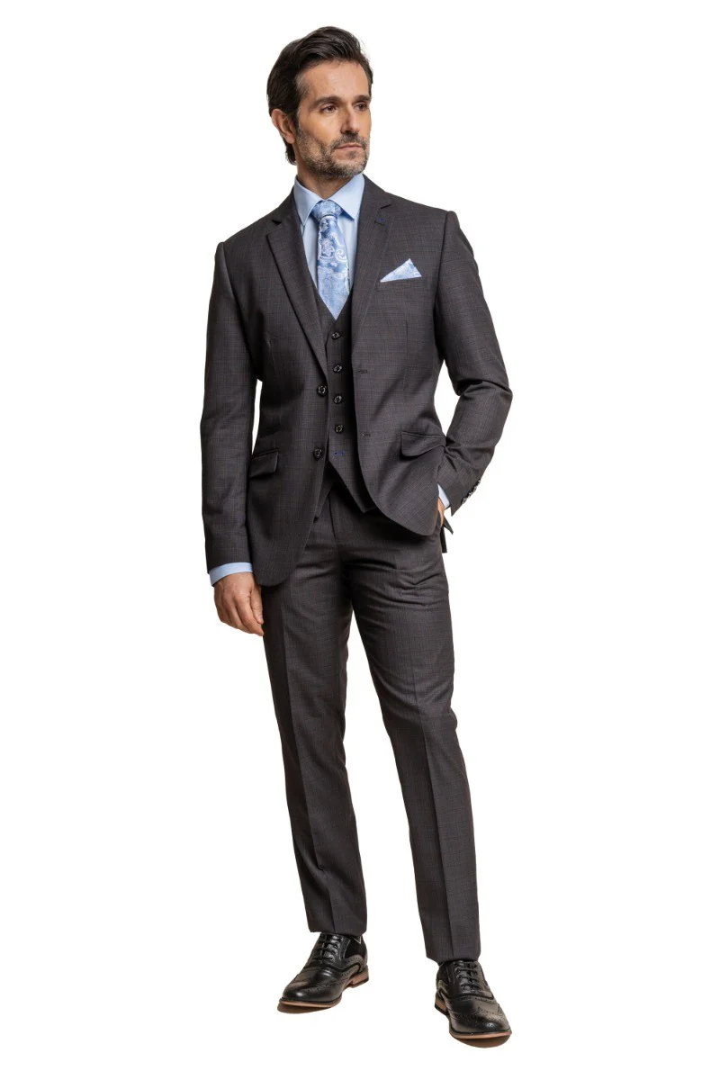 Men's Slim Fit Formal Suit Jacket - SEEBA Graphite - Dark Grey - Image 4