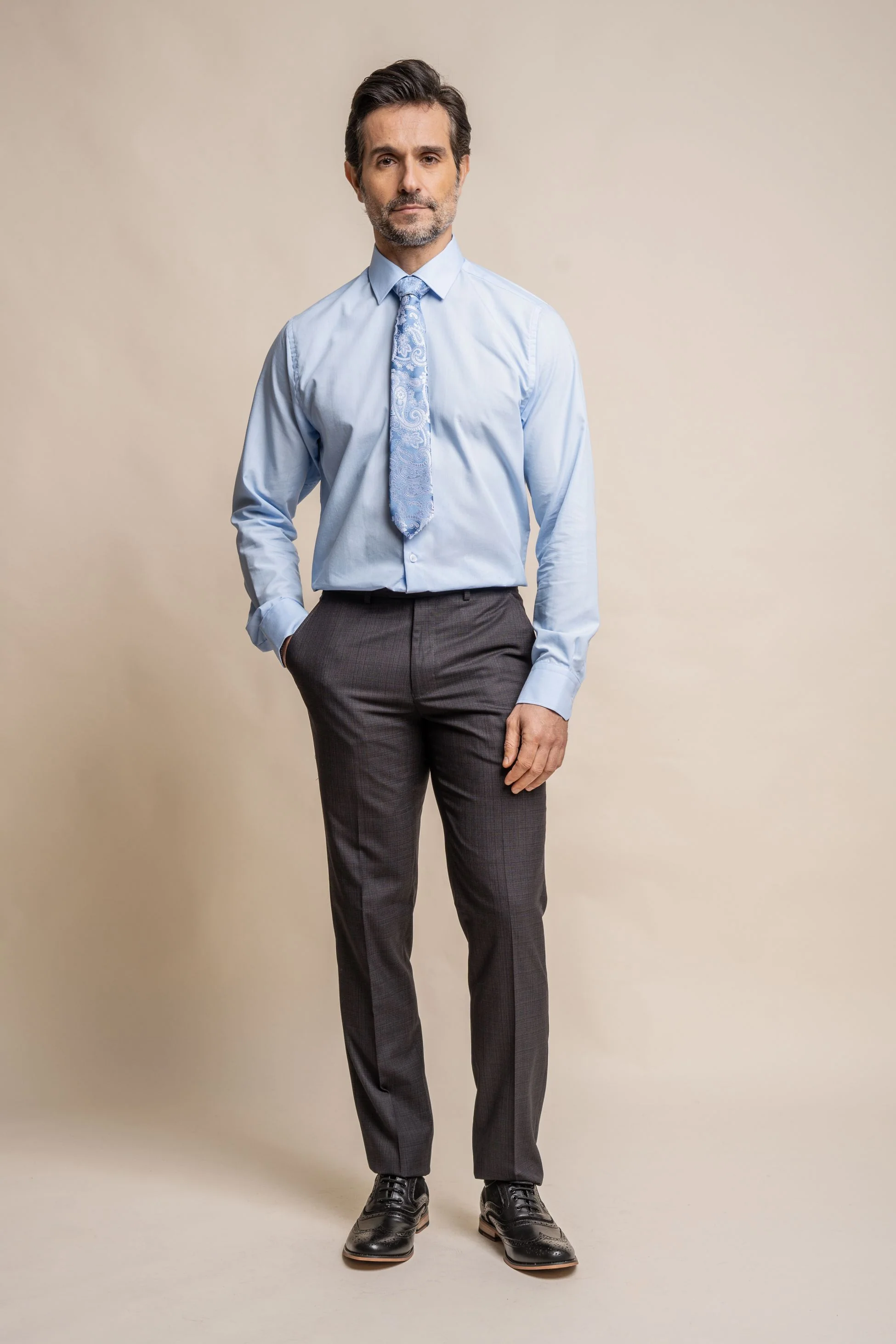 Men's Slim Fit Formal Trousers - SEEBA Graphite - Dark Grey - Image 3