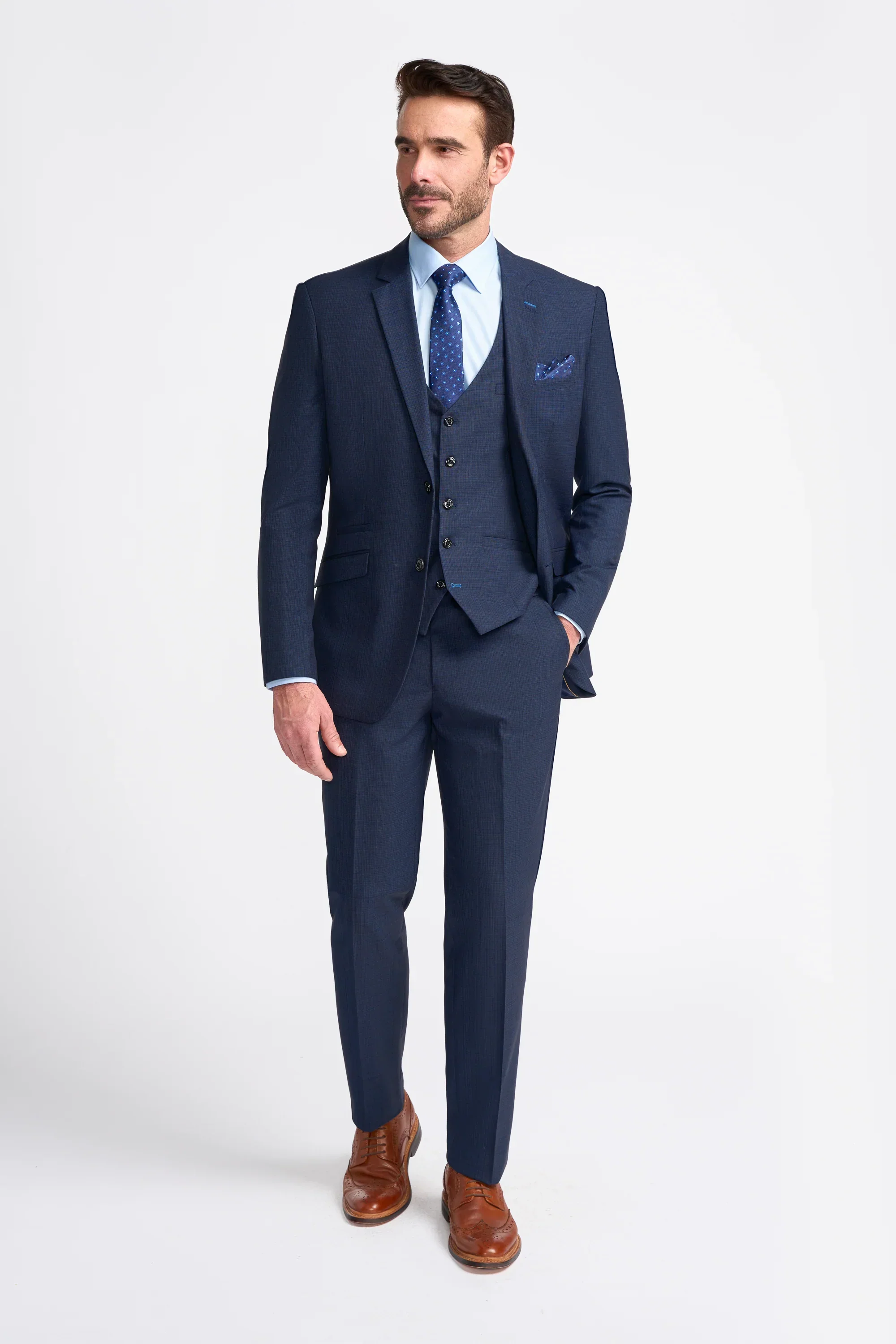 Men's Slim Fit Navy Suit Jacket - SEEBA - Navy Blue - Image 2