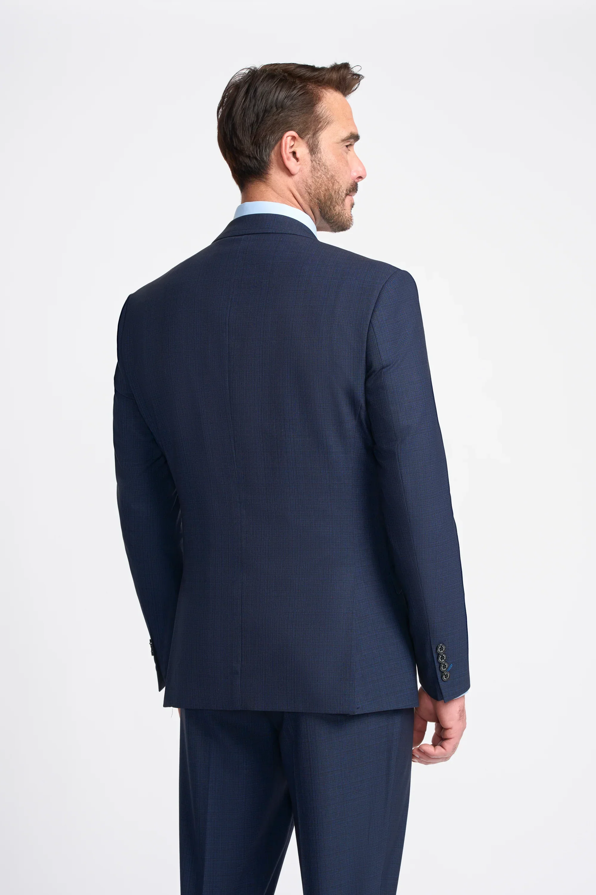 Men's Slim Fit Navy Suit Jacket - SEEBA - Navy Blue - Image 3