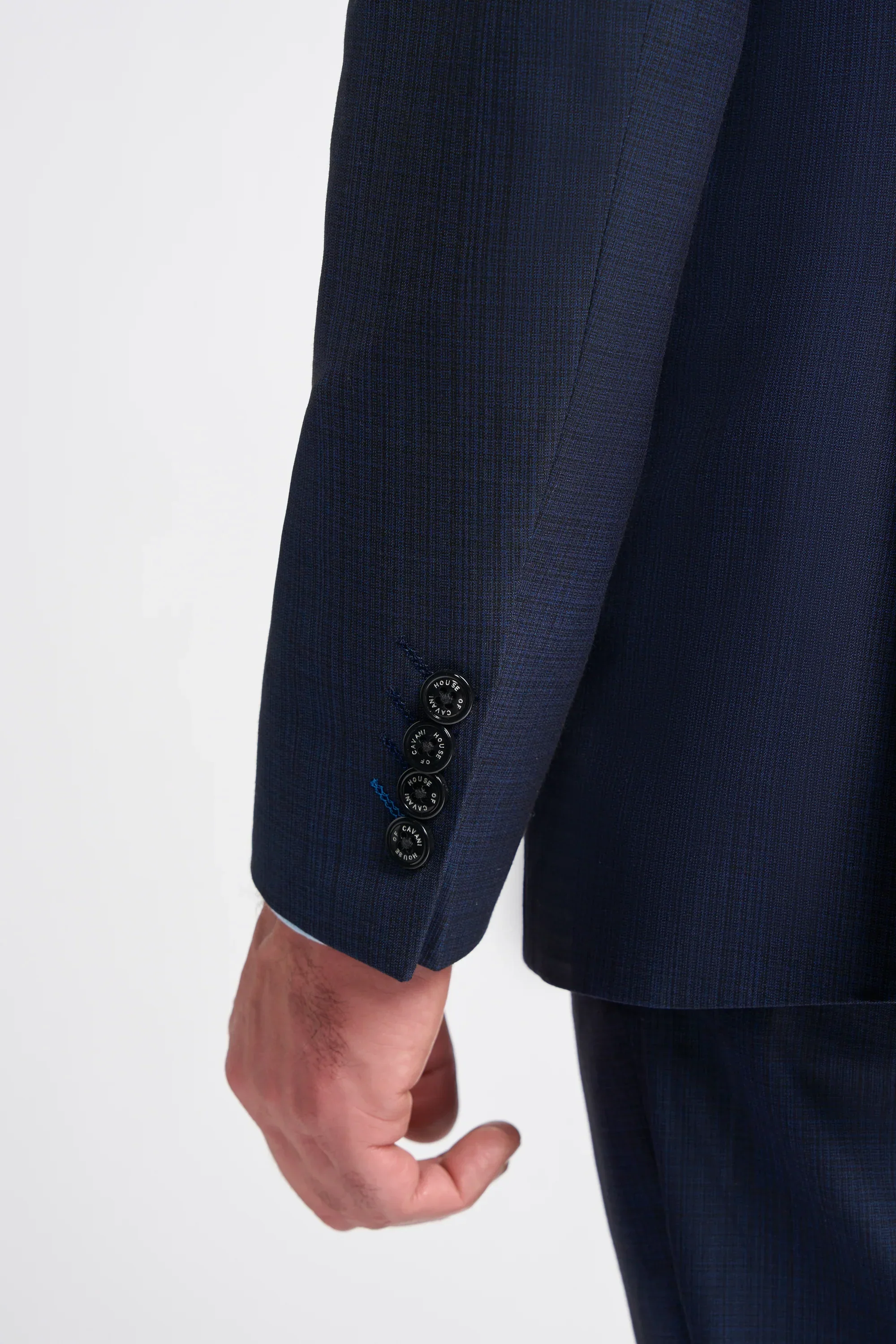 Men's Slim Fit Navy Suit Jacket - SEEBA - Navy Blue - Image 4