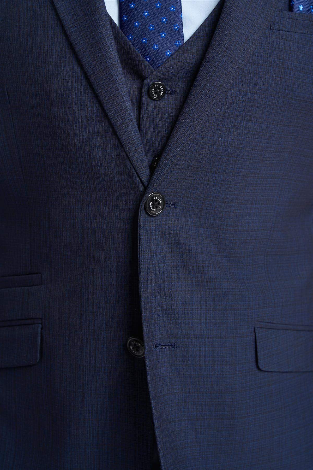 Men's Slim Fit Navy Suit Jacket - SEEBA - Navy Blue - Image 5