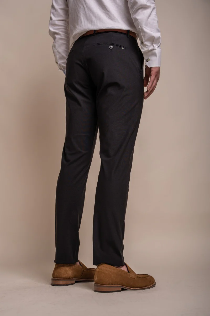 Men's Slim Fit Casual Trousers - REED - Black - Image 3