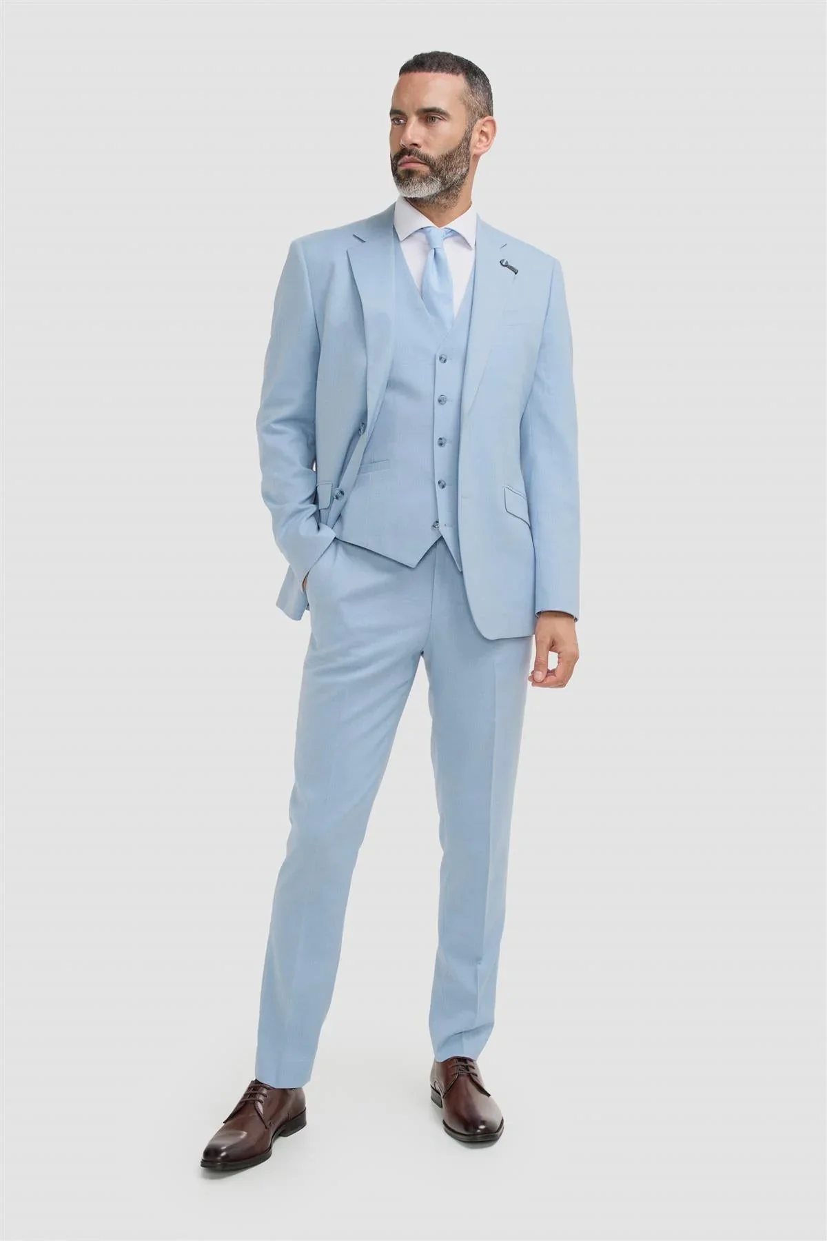 Men’s Slim Fit Formal Blazer - Malibu – Sky Blue - Image 2