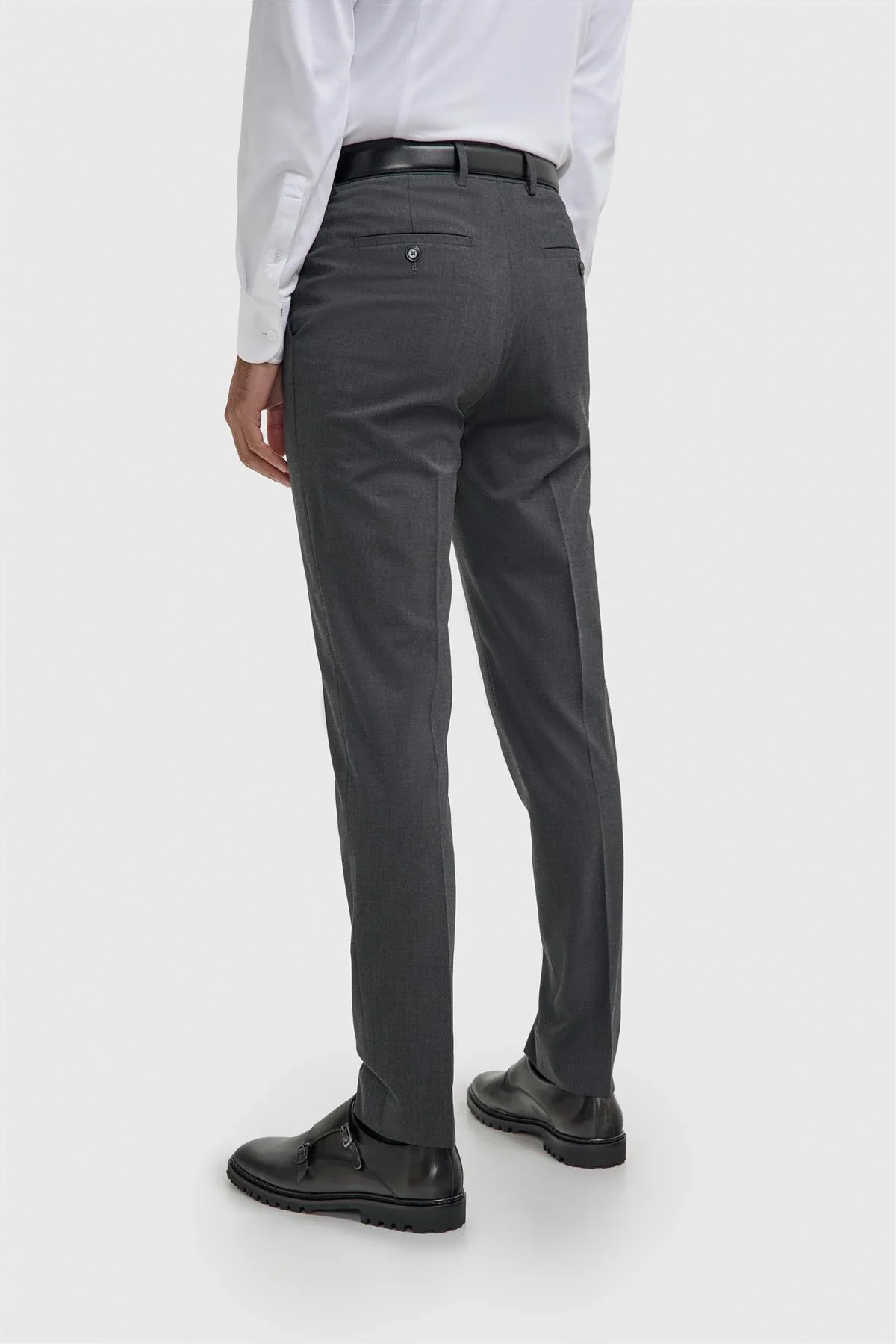 Men’s Slim Fit Formal Dress Trousers - Malibu - Charcoal Grey - Image 3