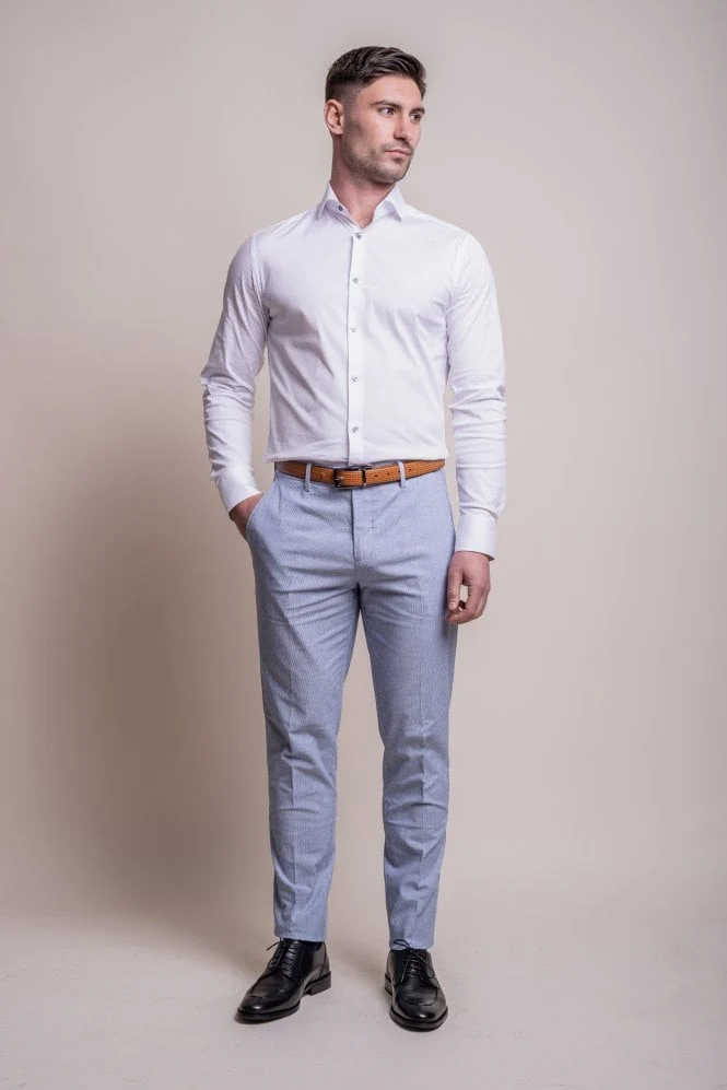 Men's Slim Fit Textured Trousers - FREDRIK Blue - Blue - Image 2