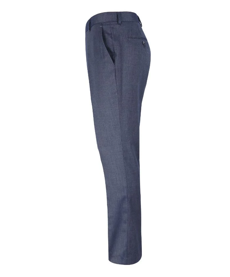 Men's Slim Fit Smart Trousers - STEELE Blue - Steel Blue - Image 3