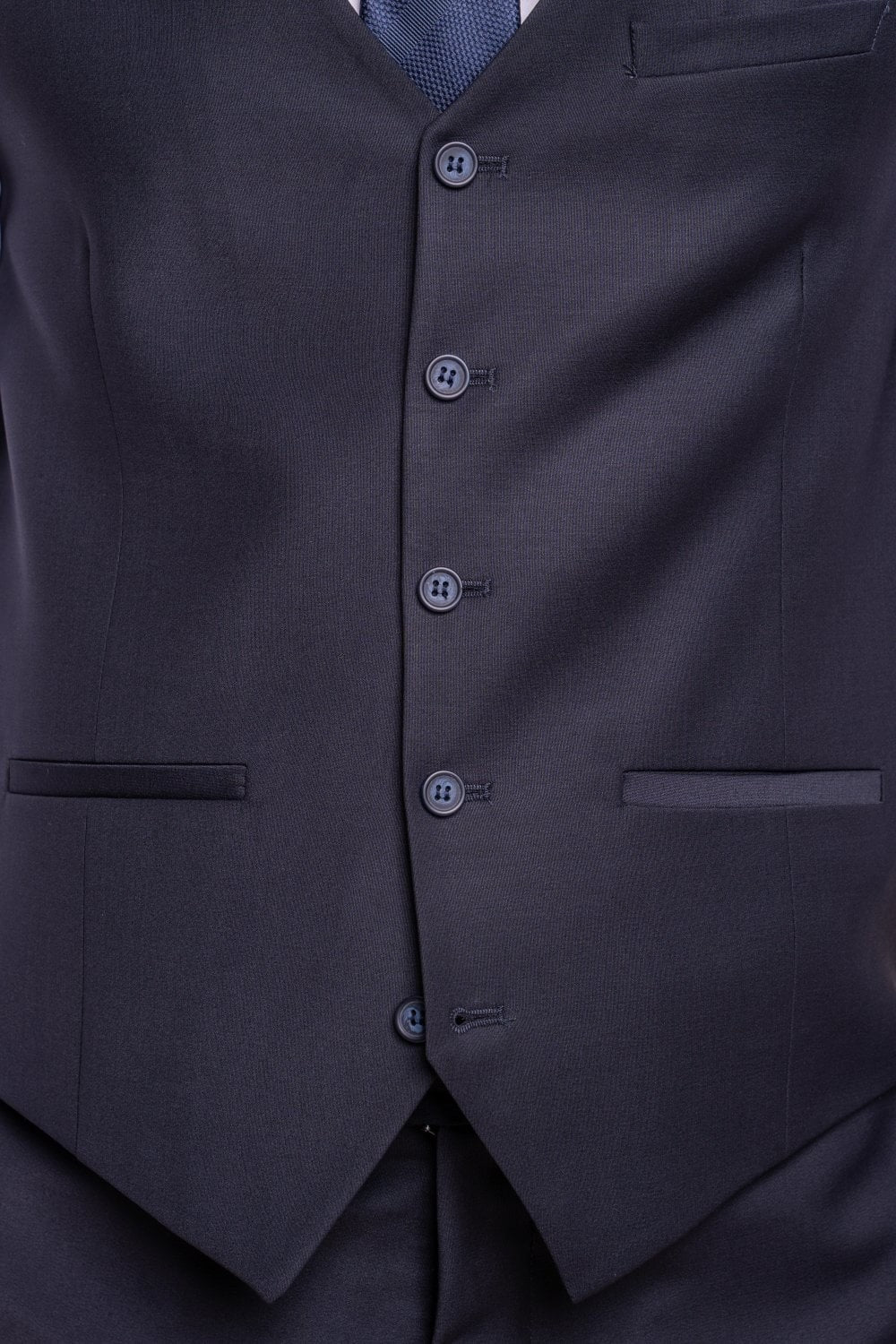 Men's Wool Blend Slim Fit Waistcoat - BOND - Midnight Blue - Image 4