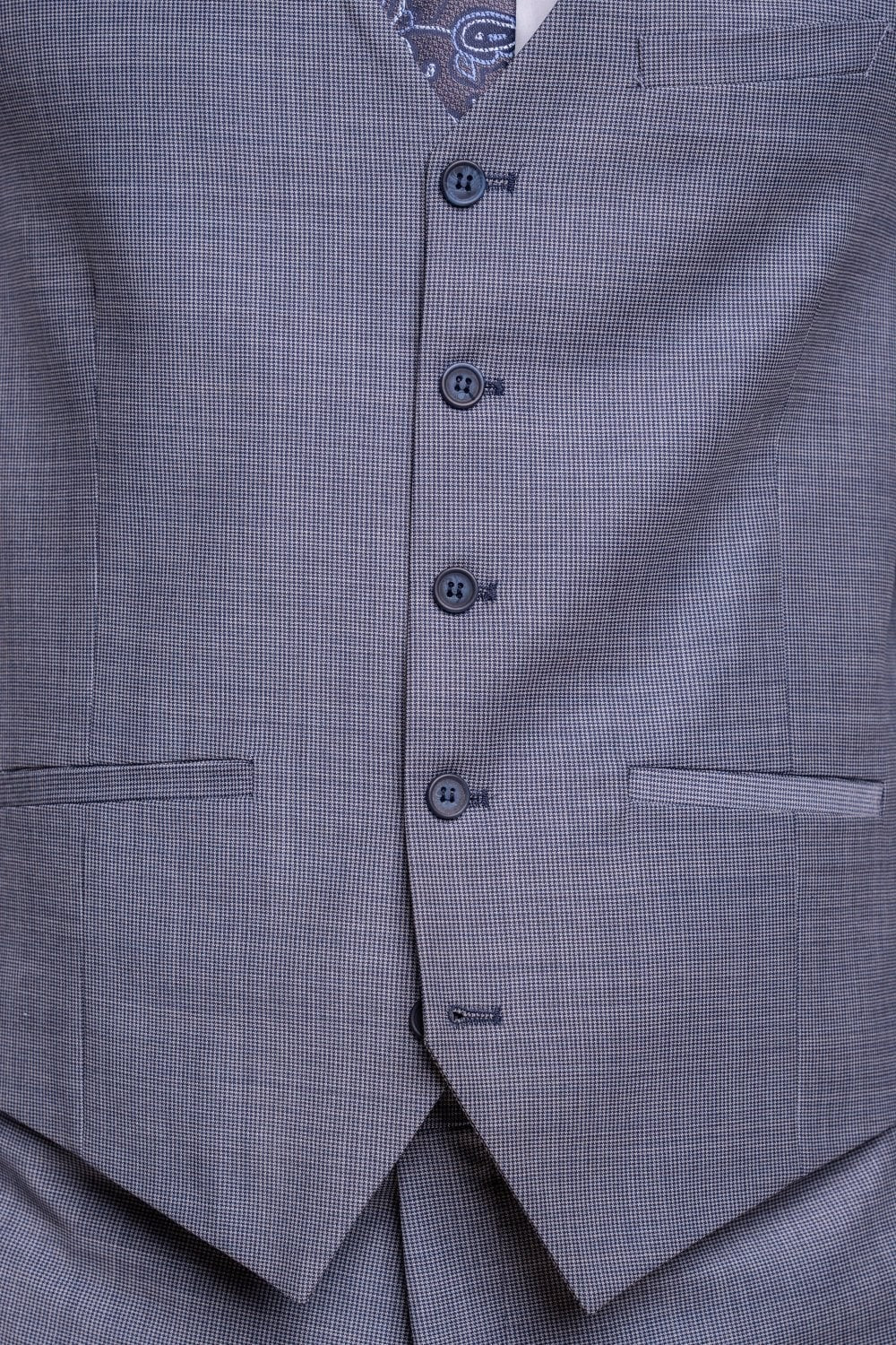 Men's Wool Blend Slim Fit Waistcoat - BOND - Puppytooth Grey - Image 4