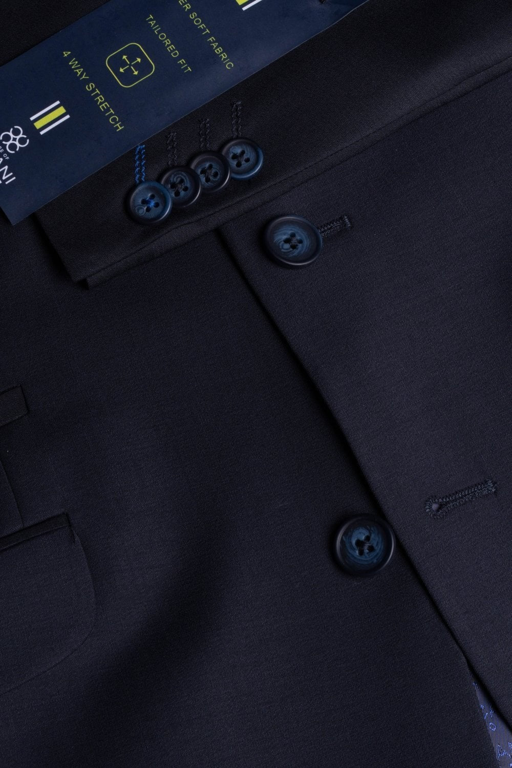 Men's Wool Blend Slim Fit Suit Jacket- BOND - Midnight Blue - Image 5