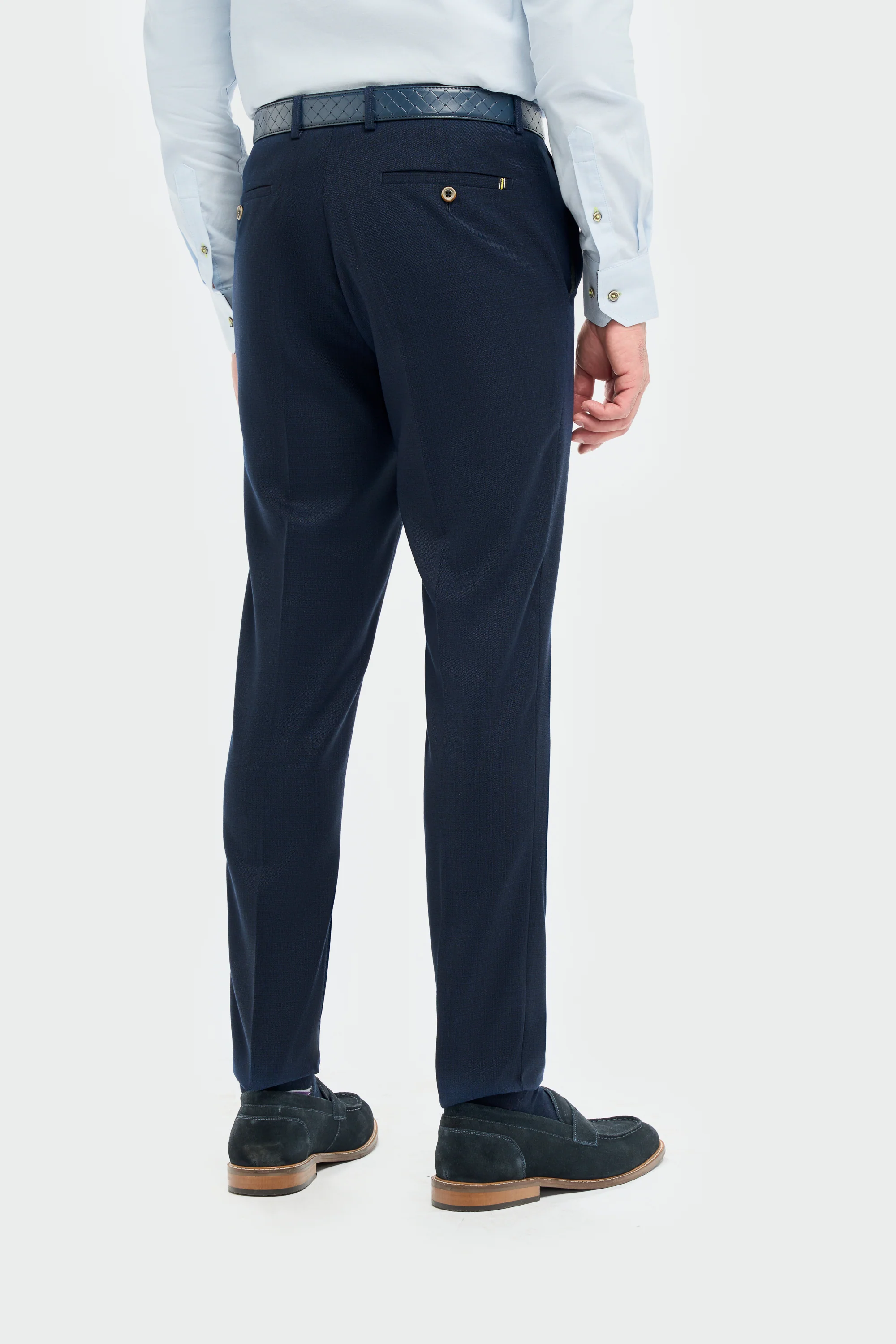 Men’s Slim Fit Textured Formal Trousers - Tropez - Navy - Image 3