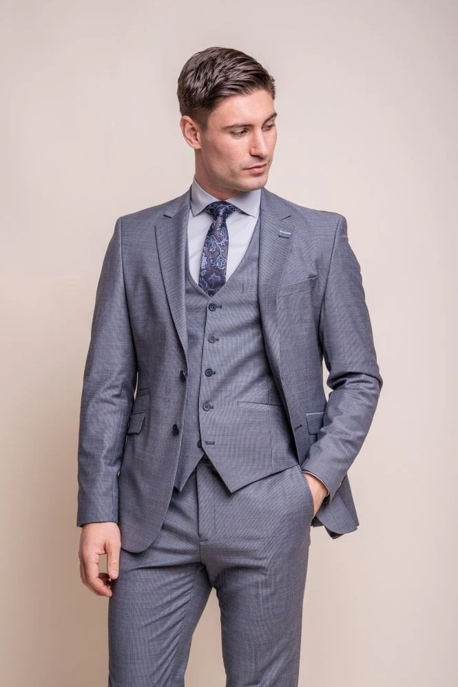 Men’s Wool Puppytooth 3-Piece Formal Suit - Bond - Grey