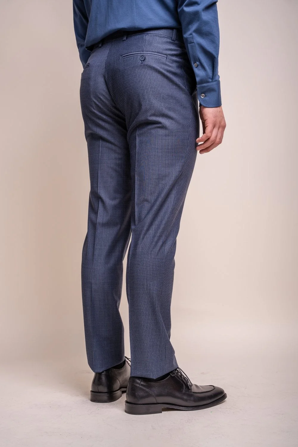Men’s Wool Microcheck 3-Piece Formal Suit - Bond - Navy - Image 7