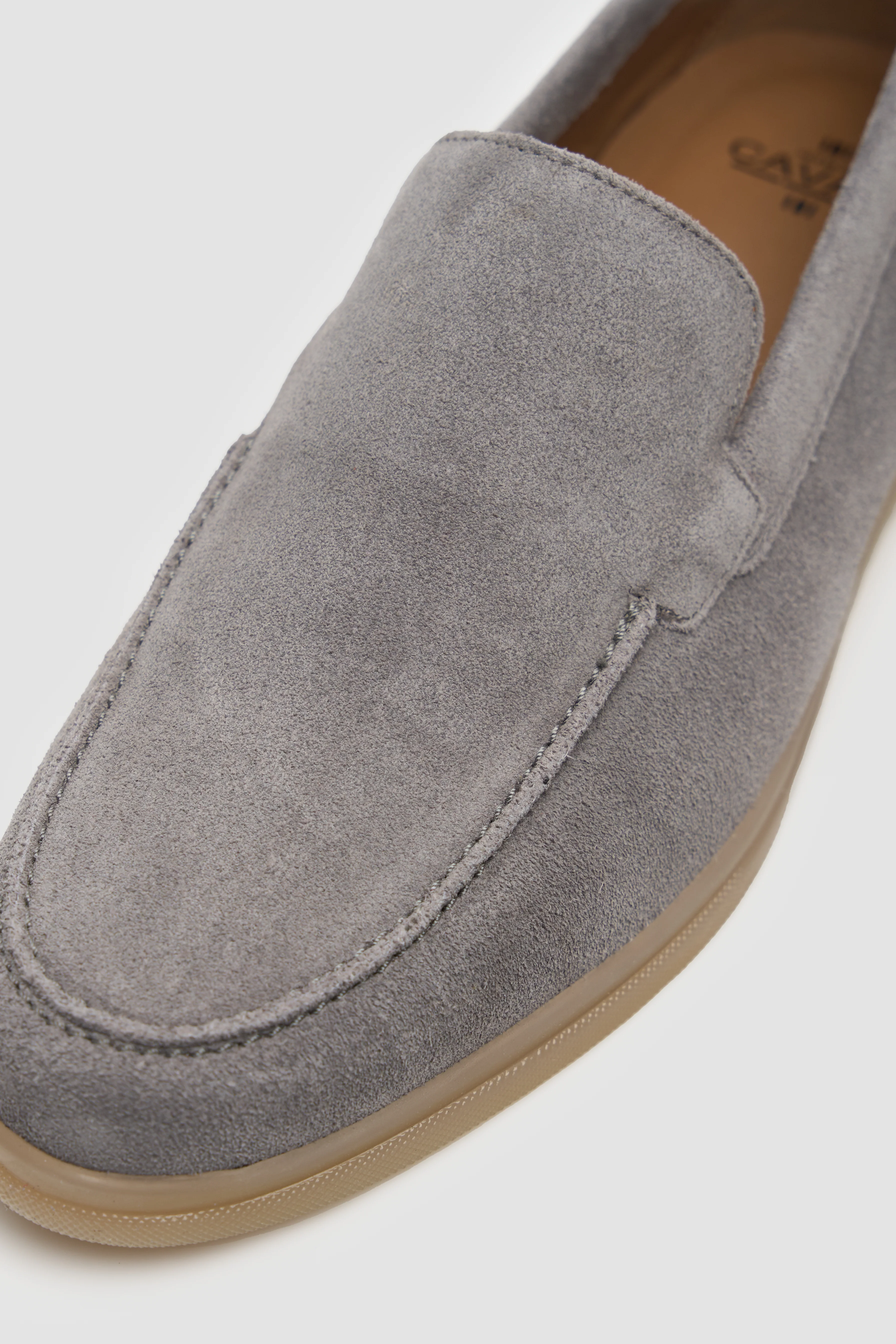 Men’s Suede Leather Moccasin Slip On Loafer Shoes - Breezy - Grey - Image 4