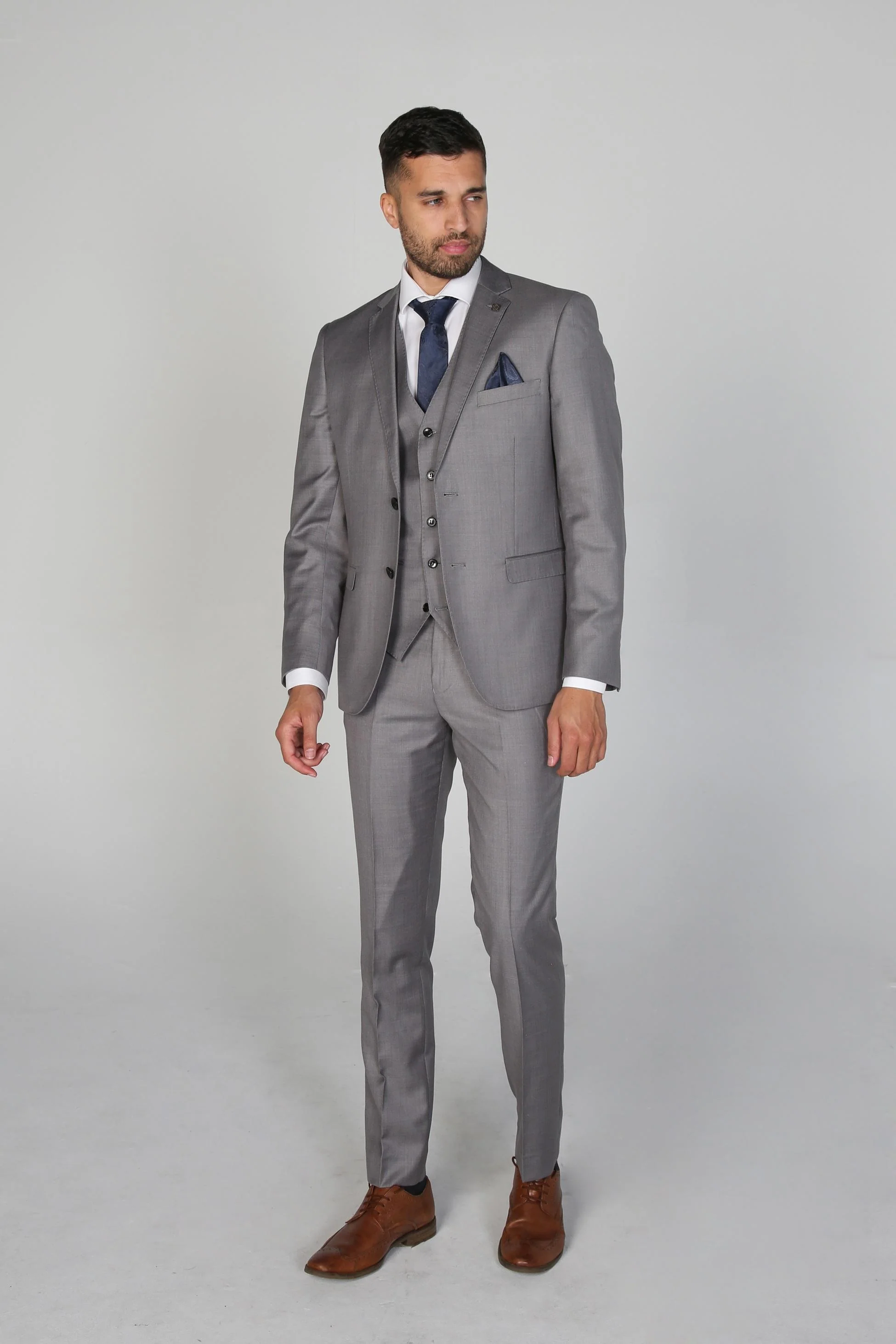 Men's Tailored Fit Formal Suit - CHARLES - Light Grey - Image 2