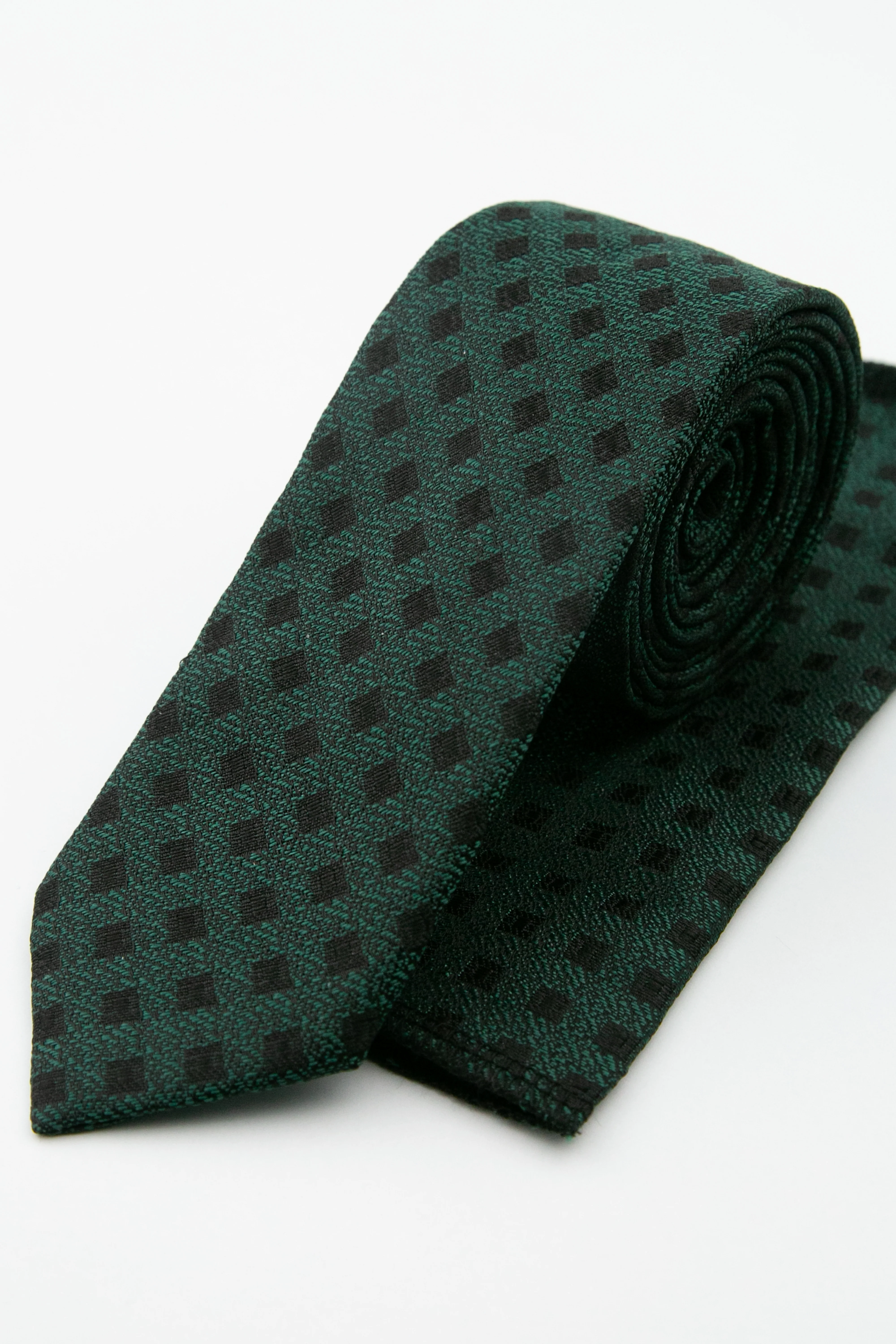 Men’s Textured Diamond Slim Tie & Pocket Square Set - Sage Green