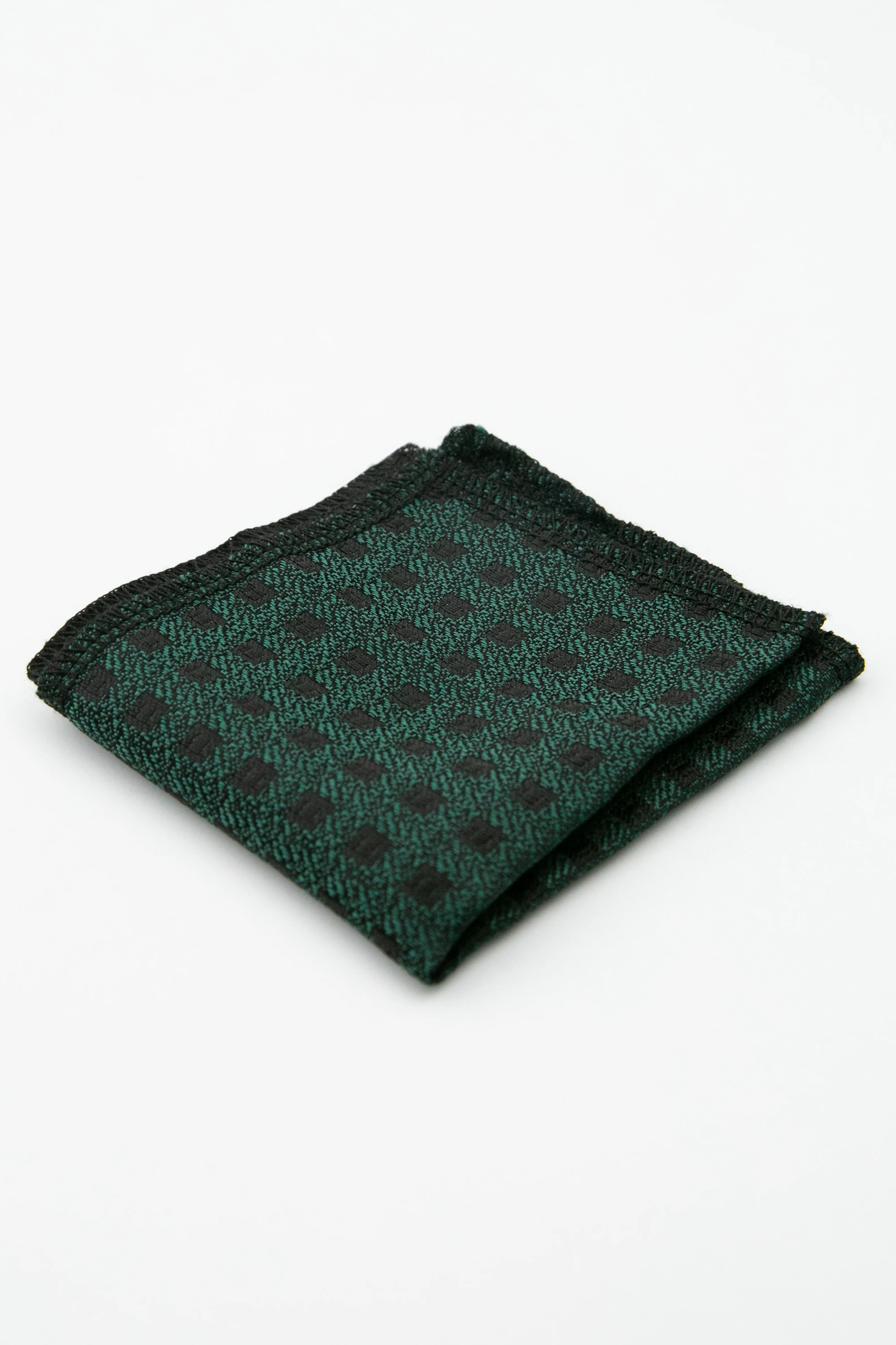 Men’s Textured Diamond Slim Tie & Pocket Square Set - Sage Green - Image 5