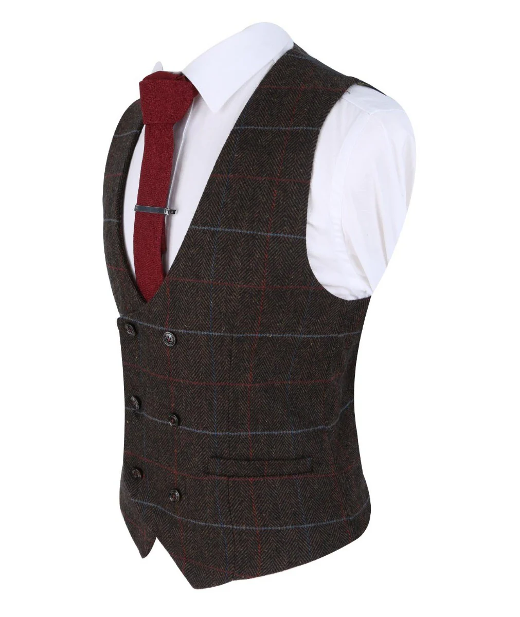Men's Retro Check Slim Fit Waistcoat - TOMMY Brown - Brown - Image 2