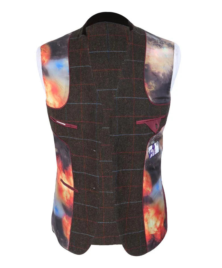 Men's Retro Check Slim Fit Suit - TOMMY Brown - Brown - Image 10