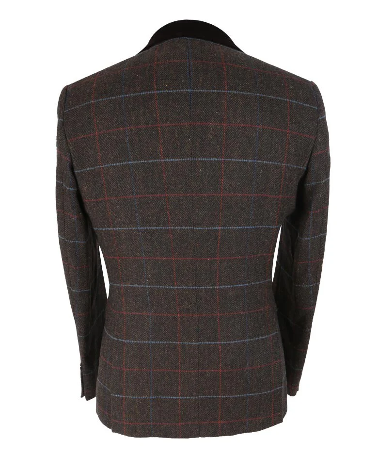 Men's Retro Check Slim Fit Suit - TOMMY Brown - Brown - Image 3