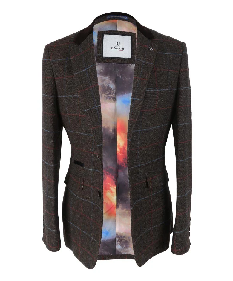 Men's Retro Check Slim Fit Suit - TOMMY Brown - Brown - Image 4
