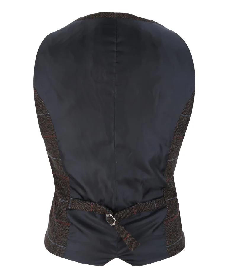 Men's Retro Check Slim Fit Suit - TOMMY Brown - Brown - Image 7