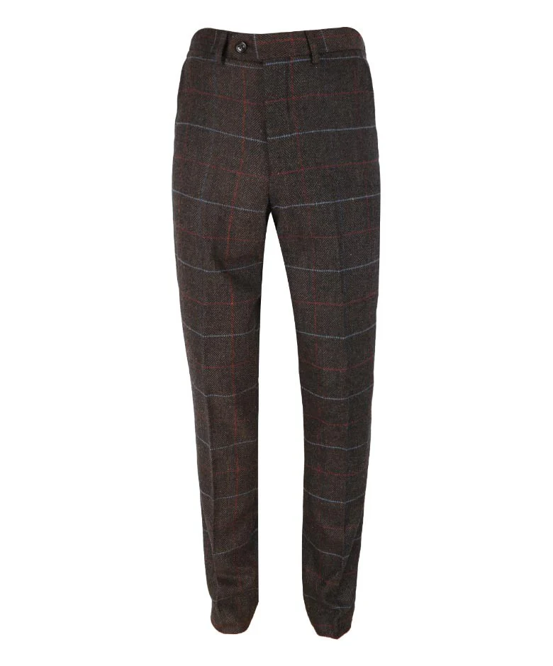 Men's Retro Check Slim Fit Suit - TOMMY Brown - Brown - Image 8