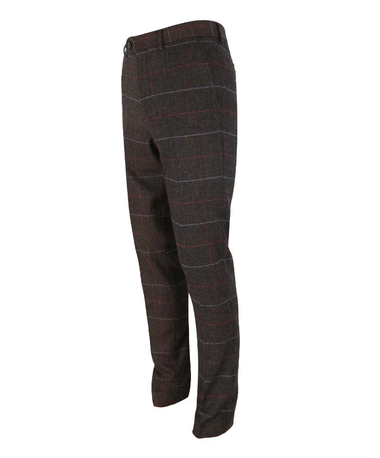 Men's Retro Check Slim Fit Suit - TOMMY Brown - Brown - Image 9