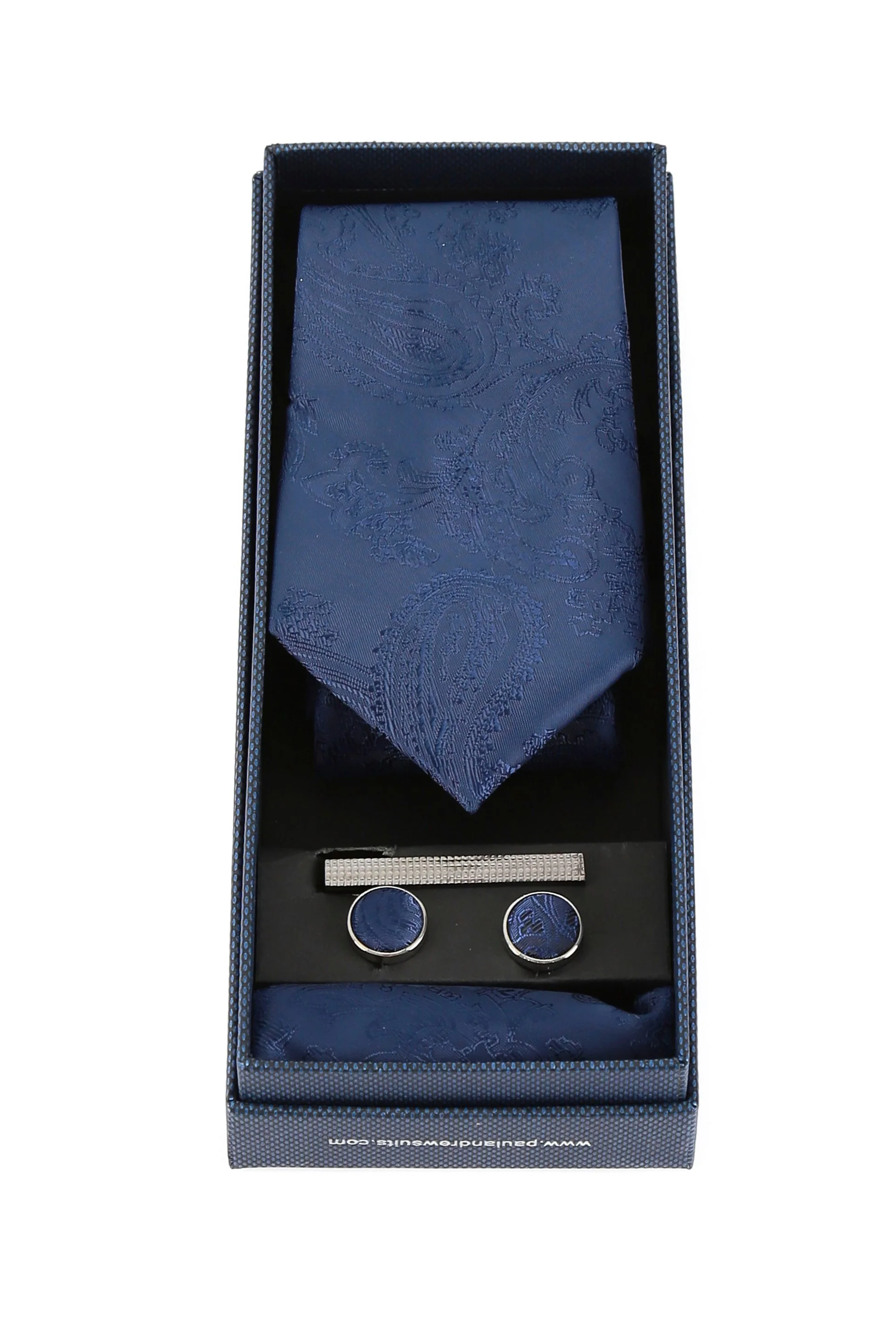 Men's Paisley Tie Cufflink Set - Deep Blue - Image 2