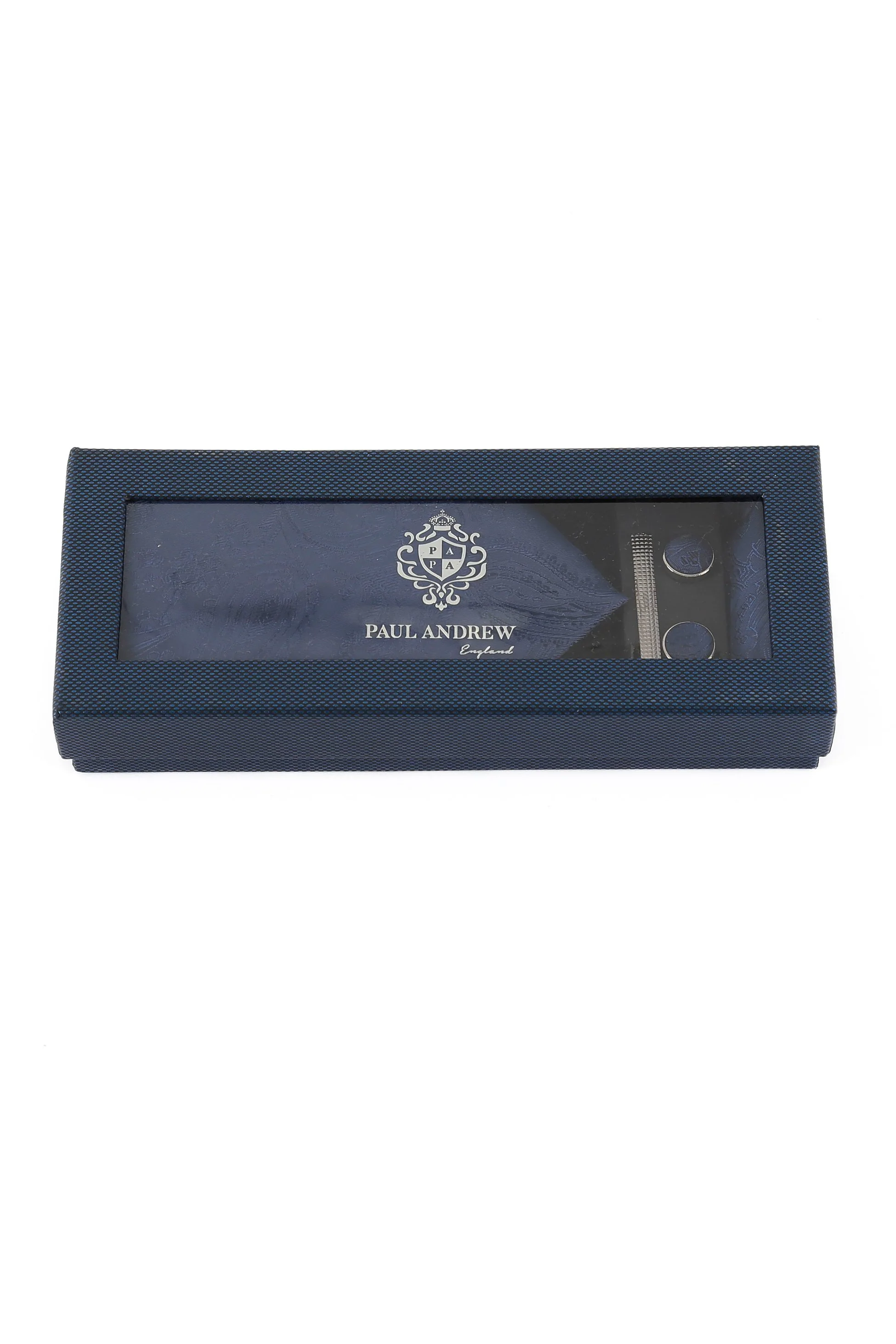 Men's Paisley Tie Cufflink Set - Deep Blue - Image 3