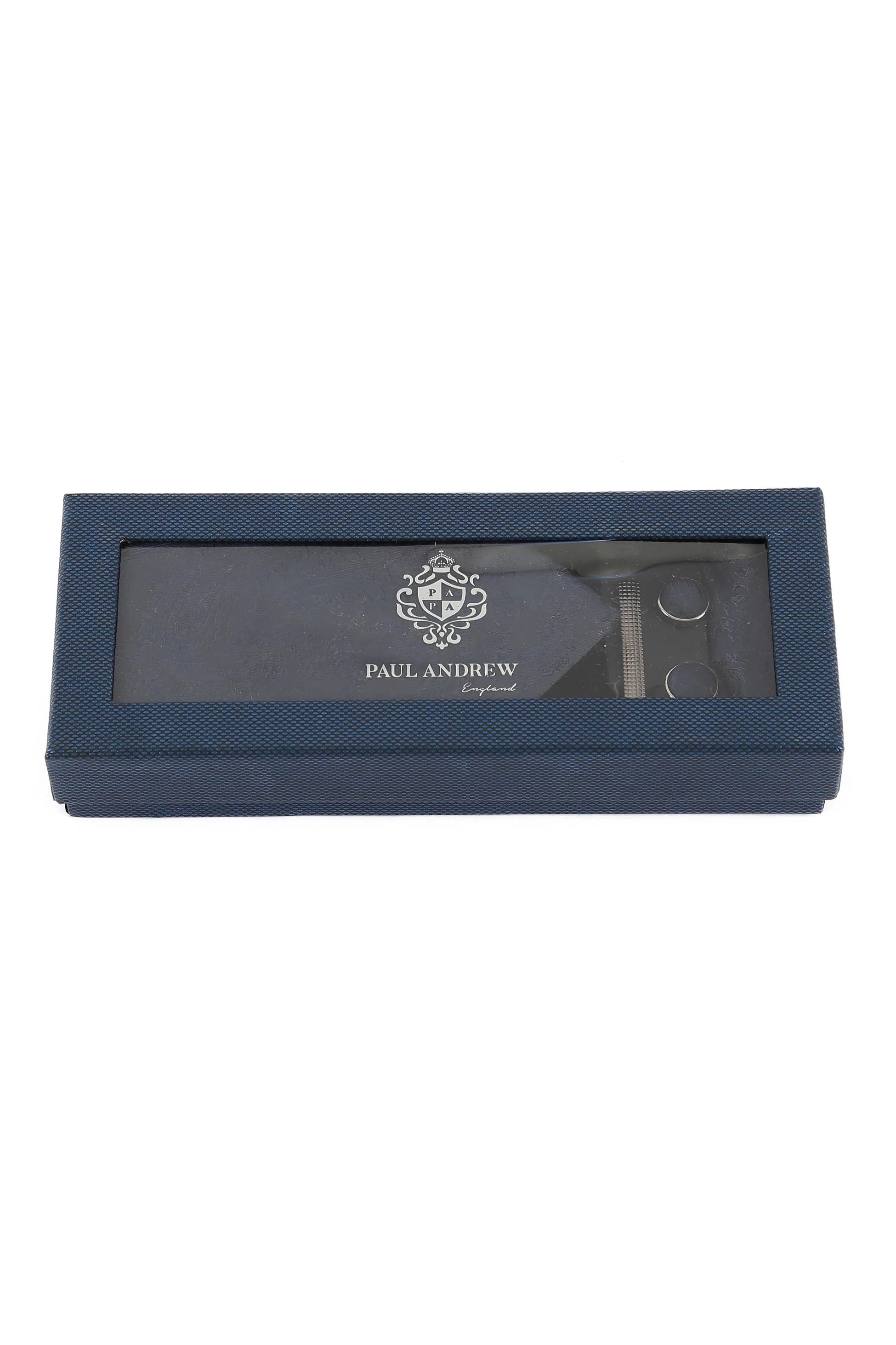 Men's Paisley Tie Cufflink Set - Navy Blue - Image 3