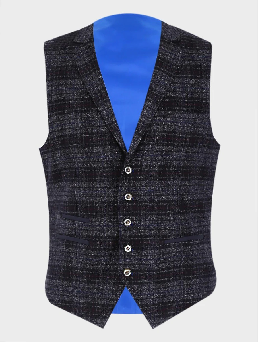 Men's Tweed Check Slim Fit Blazer - COSTELLO Black - Black - Image 9