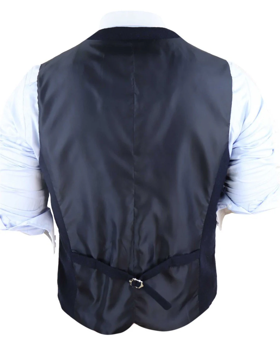 Men's Tweed Wool Blend Waistcoat - Kyra Navy - Navy Blue - Image 3