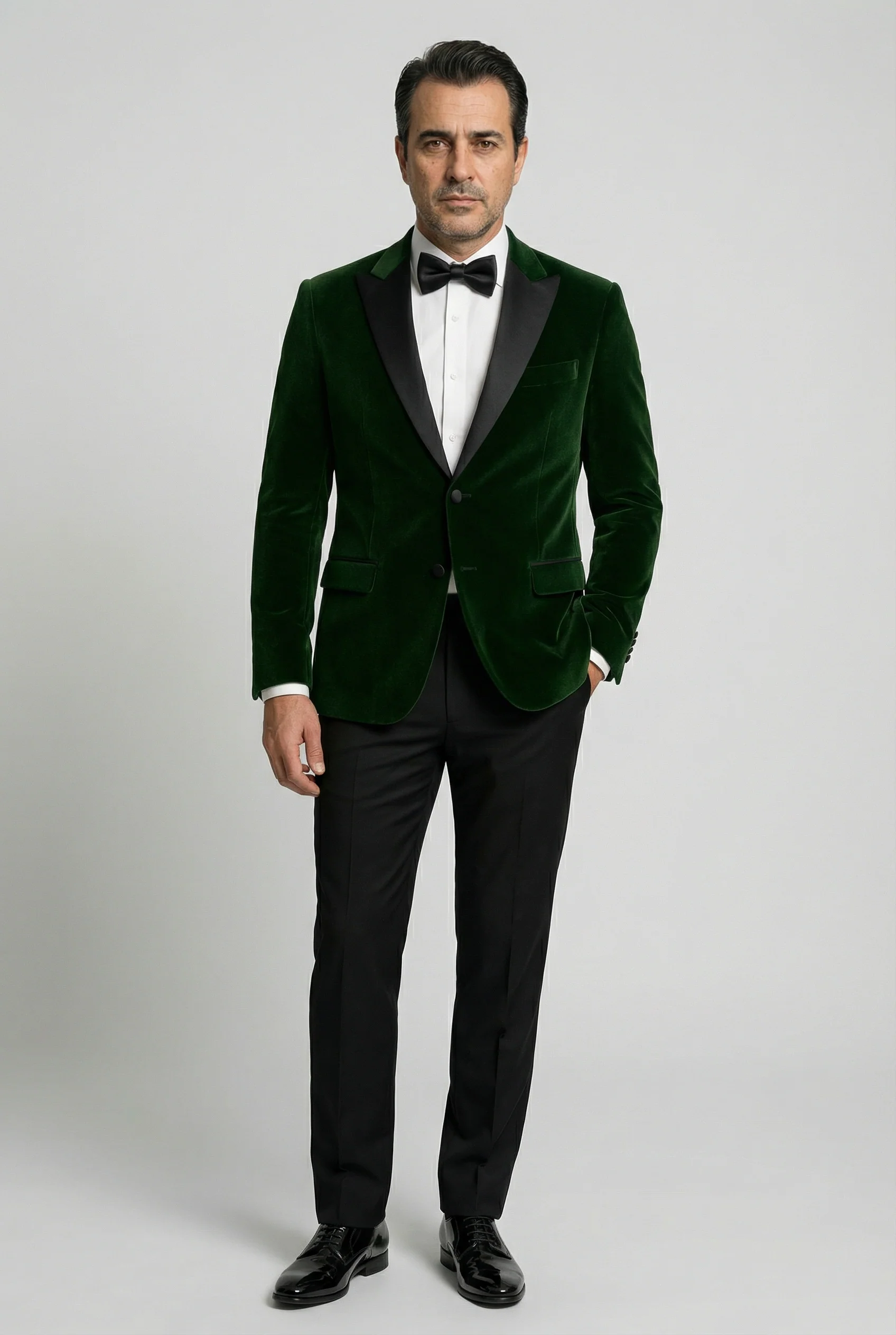 Men’s Velvet Blazer Satin Lapel Dinner Jacket - Mayfair - Green - Image 2