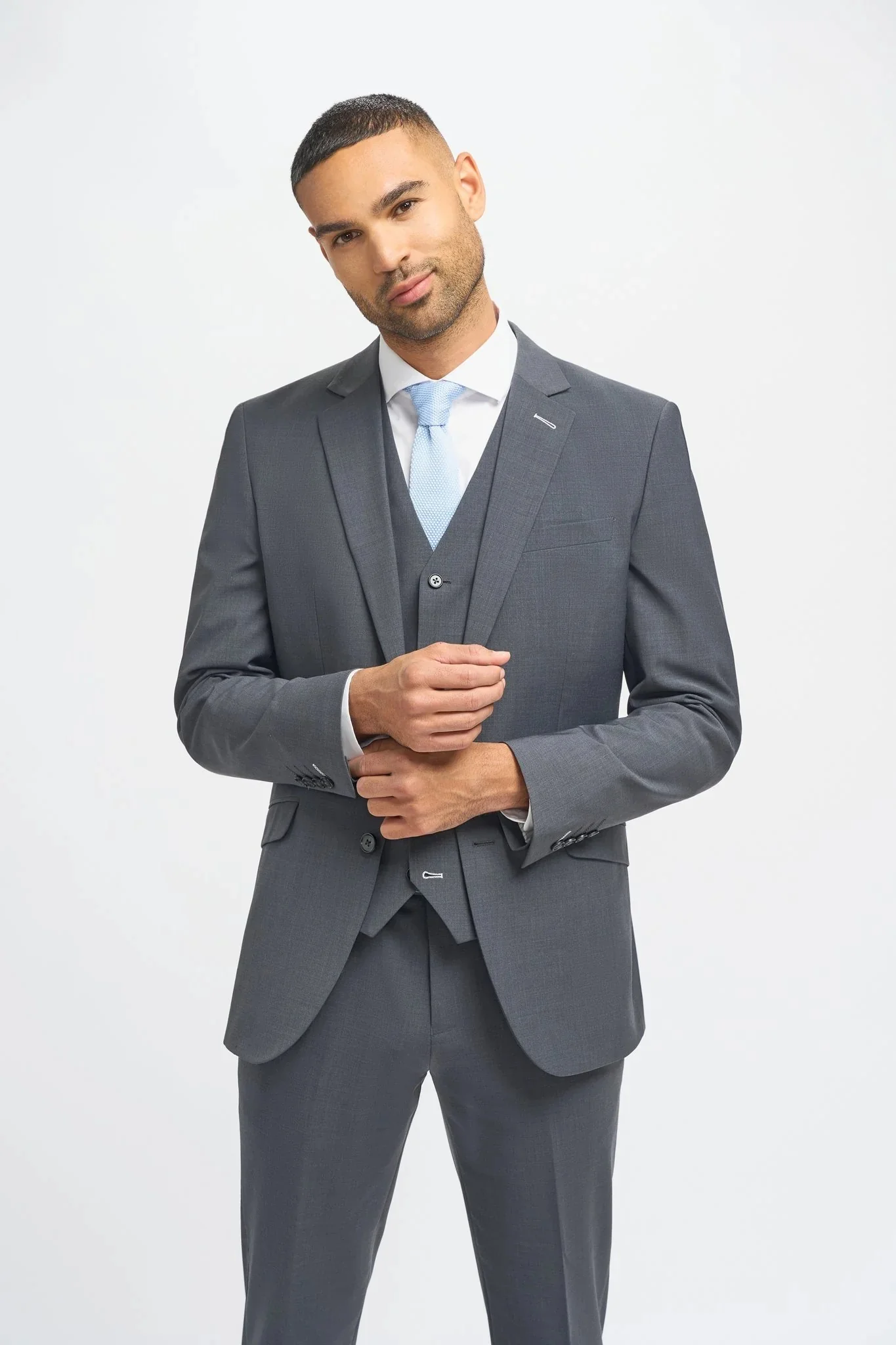 Men’s Wool 3-Piece Slim Fit Formal Suit - Bond – Charcoal Grey