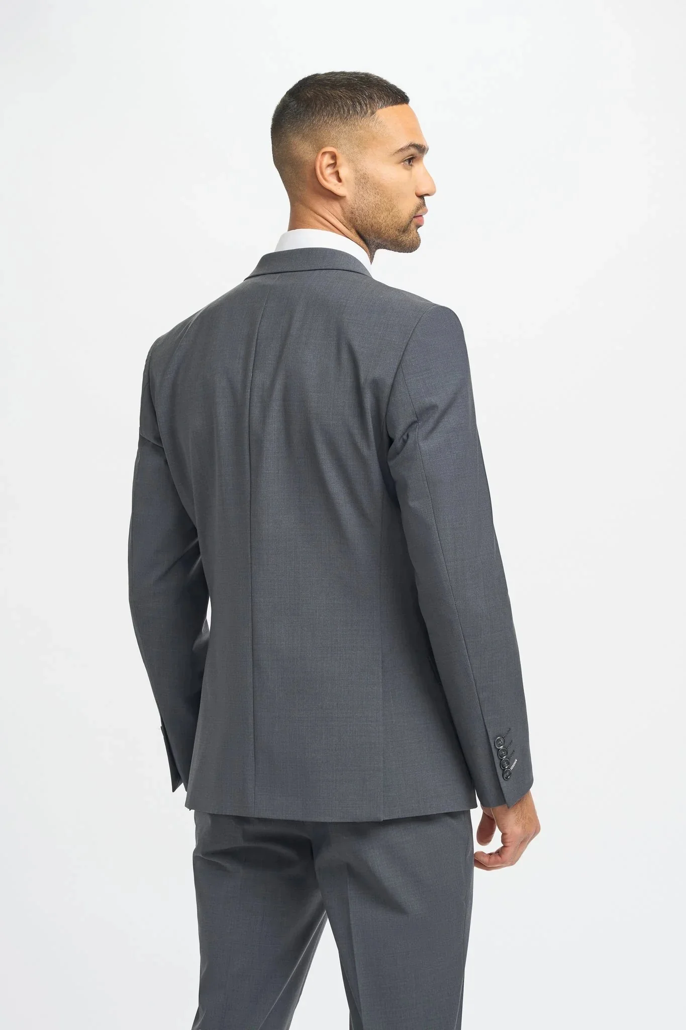Men’s Wool 3-Piece Slim Fit Formal Suit - Bond – Charcoal Grey - Image 3