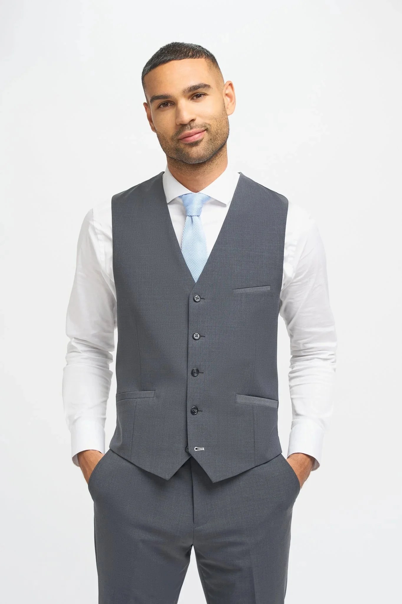 Men’s Wool 3-Piece Slim Fit Formal Suit - Bond – Charcoal Grey - Image 4
