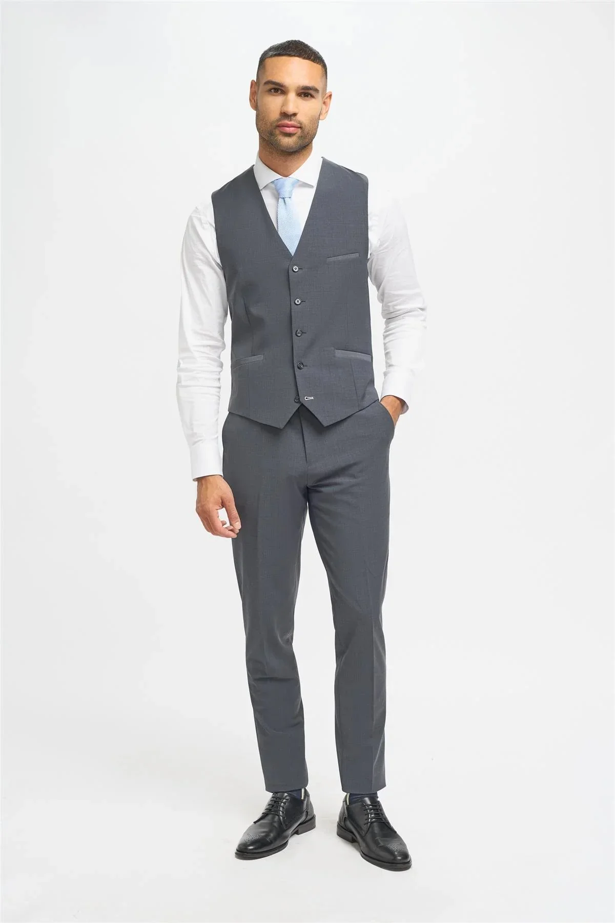 Men’s Wool 3-Piece Slim Fit Formal Suit - Bond – Charcoal Grey - Image 5
