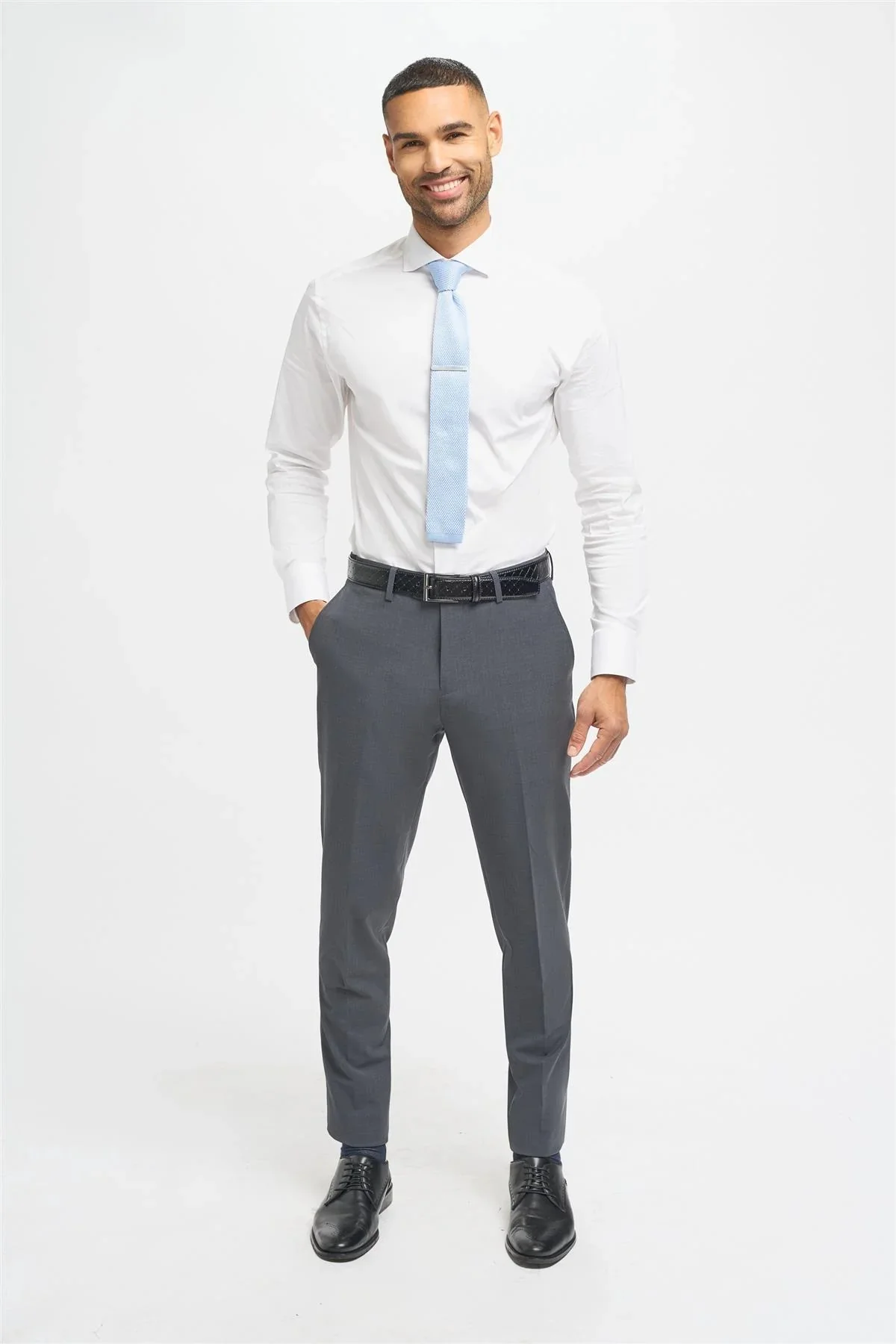 Men’s Wool 3-Piece Slim Fit Formal Suit - Bond – Charcoal Grey - Image 8