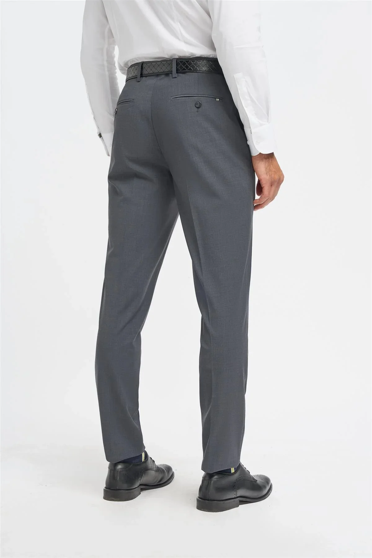 Men’s Wool 3-Piece Slim Fit Formal Suit - Bond – Charcoal Grey - Image 9