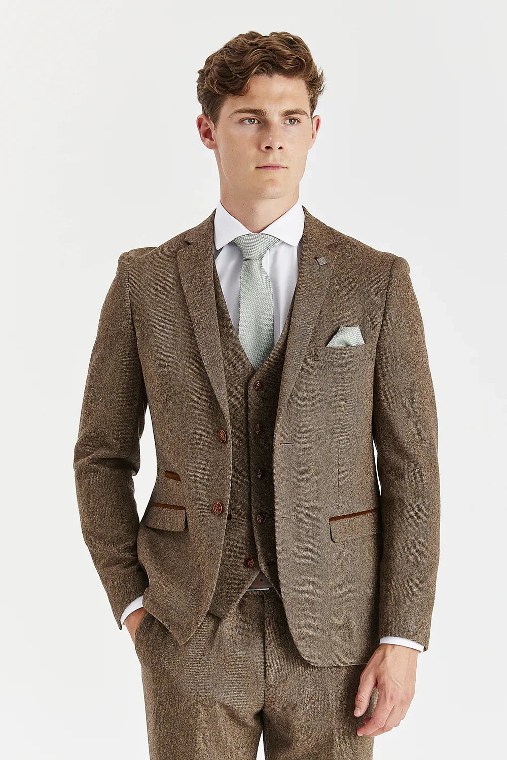 Men’s Tweed Wool Suit - OSCAR - Brown