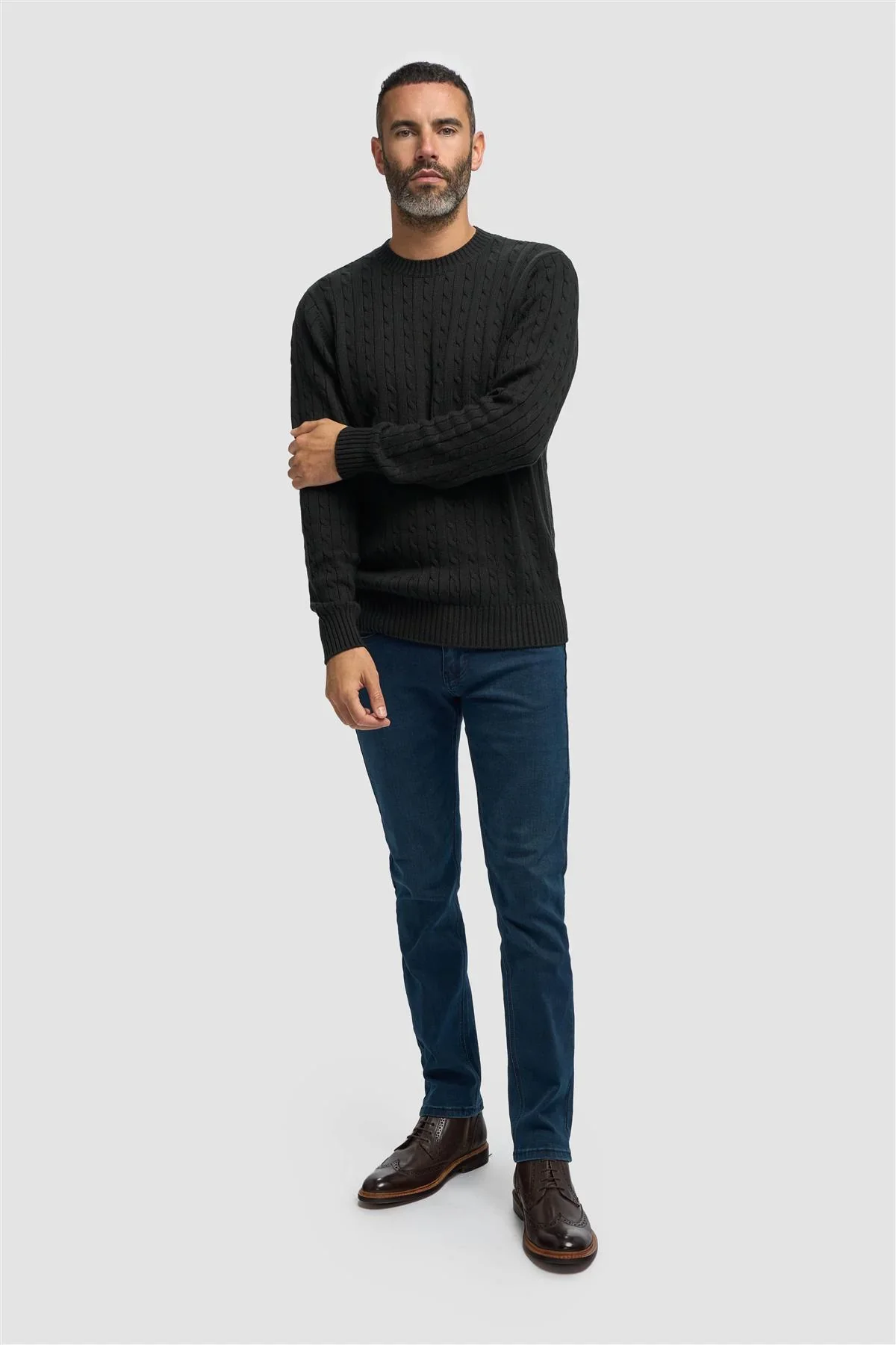 Men’s Wool Cable Knit Pullover Jumper - Foston - Green - Image 2