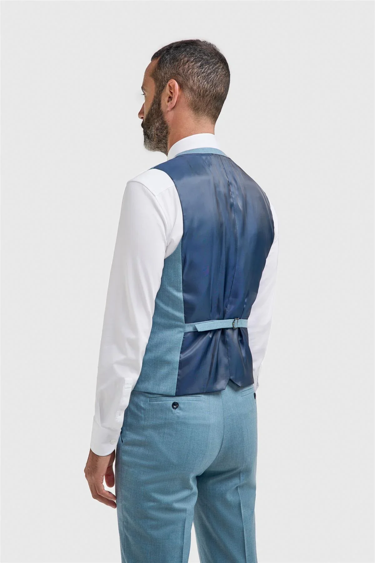 Men’s Wool Slim Fit Formal Waistcoat - James - Marine Blue - Image 3