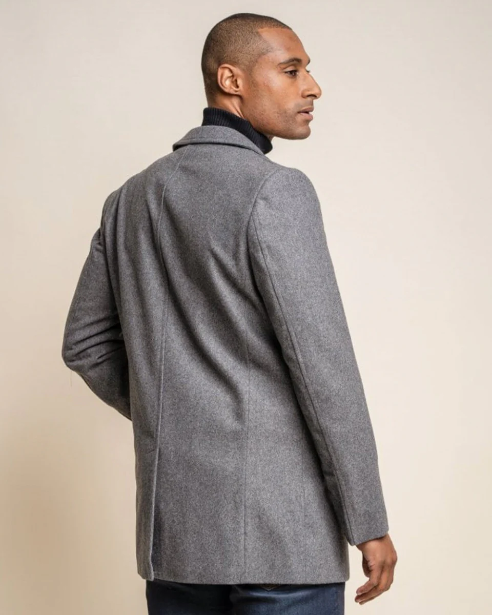 Men's Wool Blend Mid-length Coat - NELSON - Stale Grey - Image 3