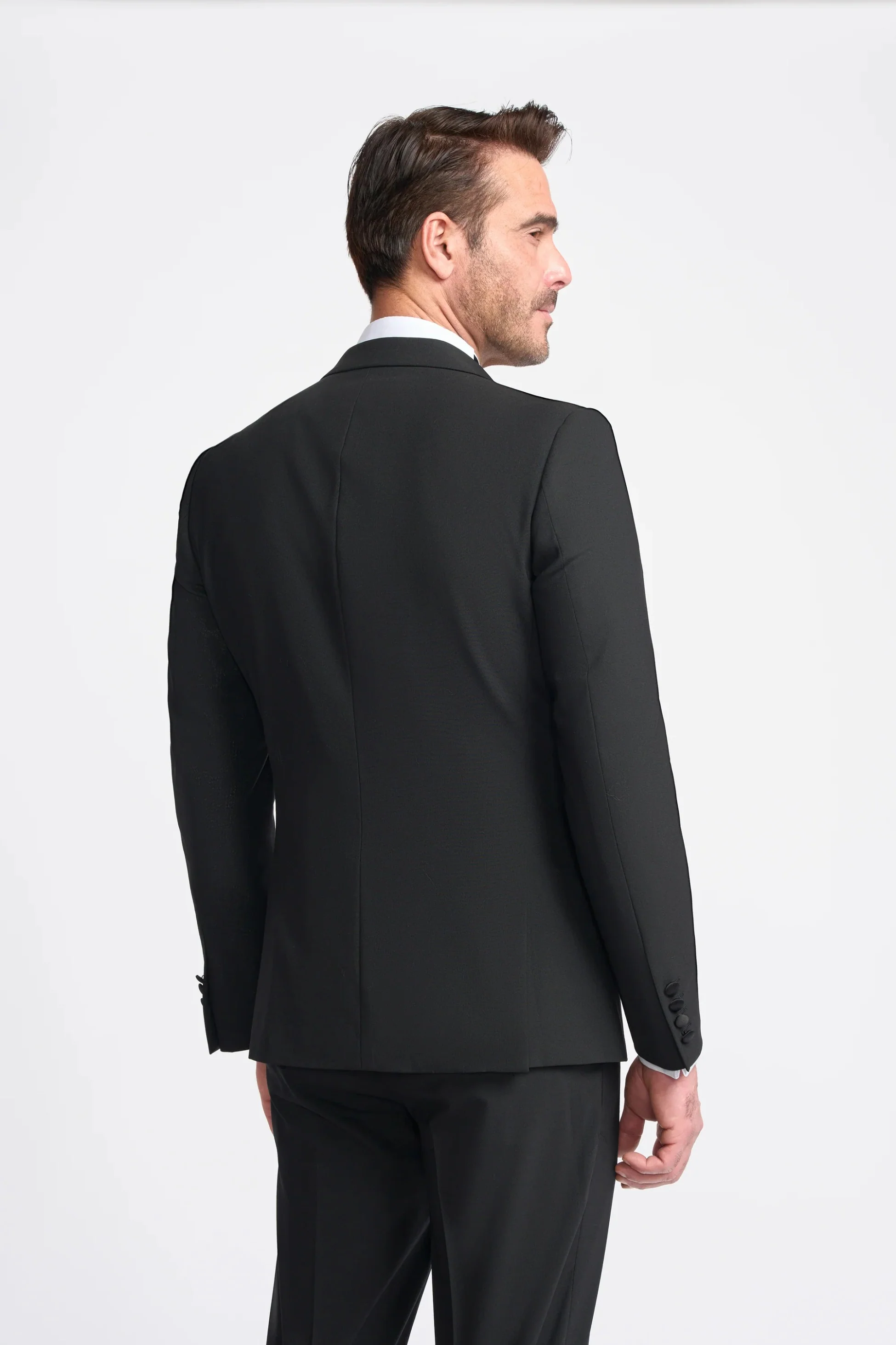 Men’s Satin Lapel Double-breasted Suit – ASPEN D/B - Black - Image 3