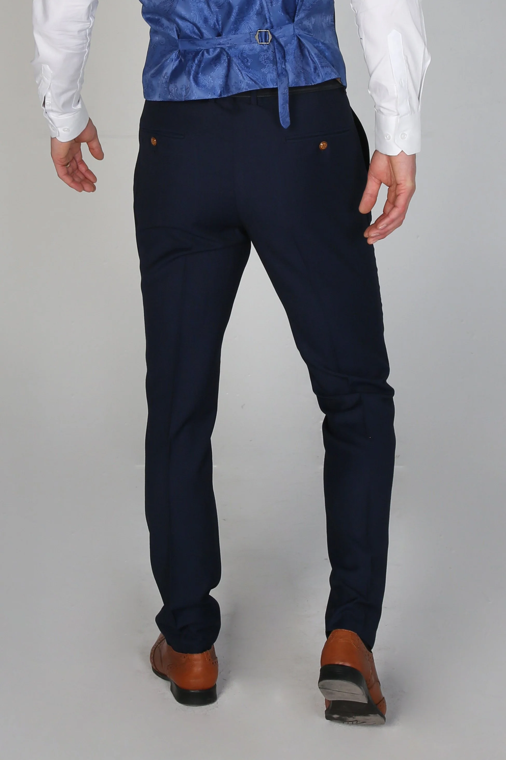 Men's Tailored Fit Trousers - MAYFAIR - Navy Blue - Image 3