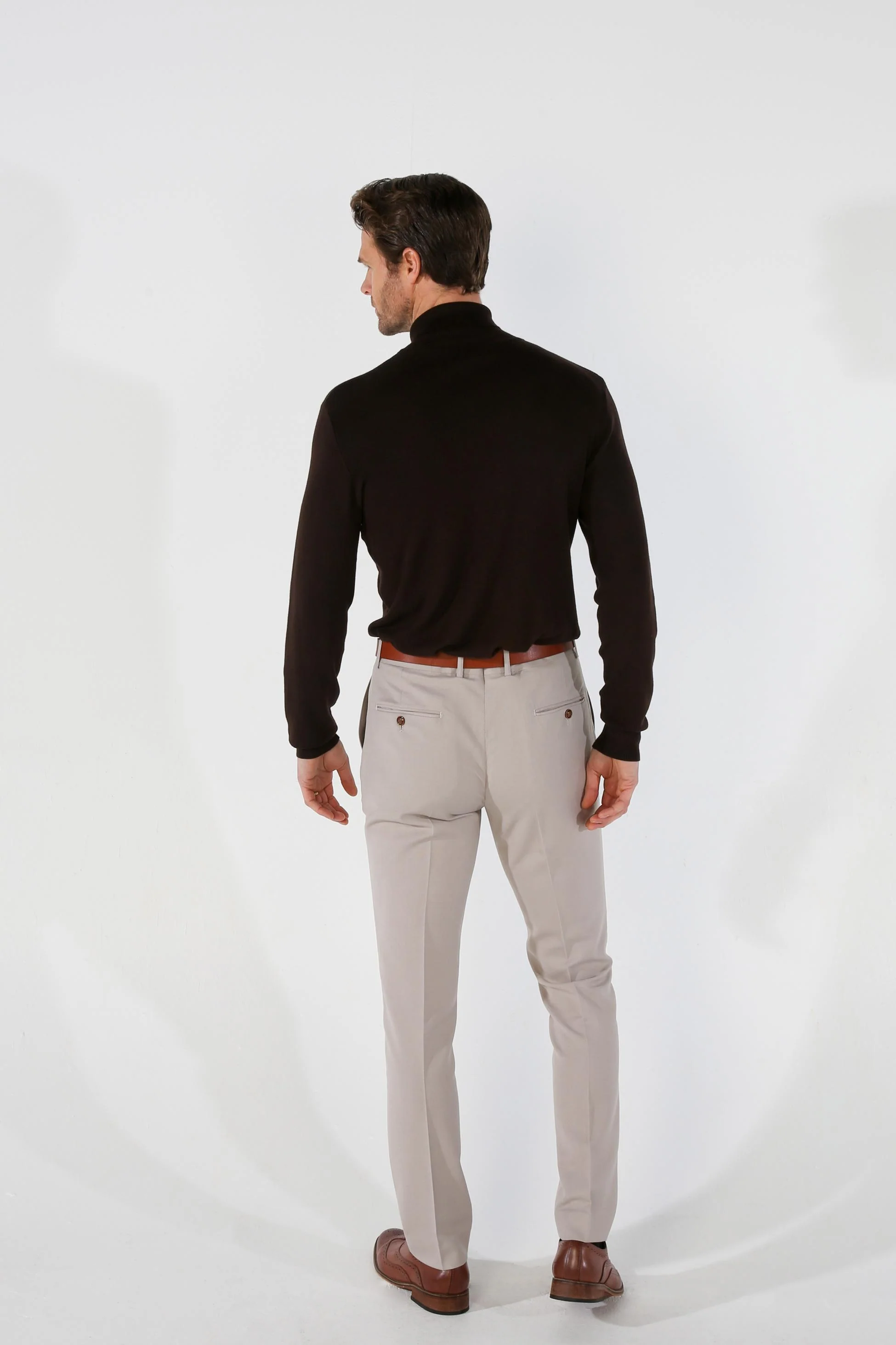 Men's Tailored Fit Trousers - MAYFAIR - Stone - Image 4