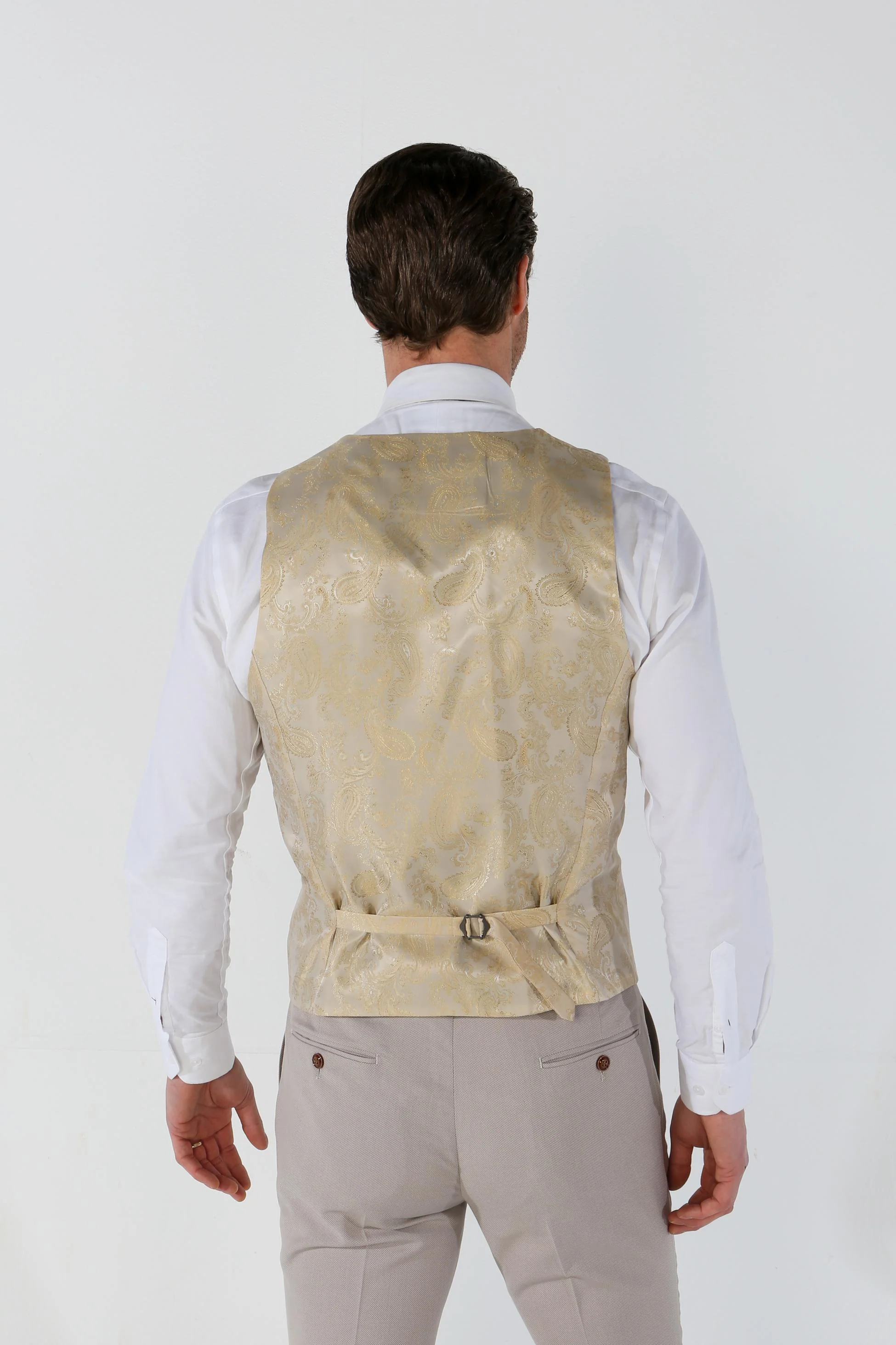 Men's Tailored Fit Single breasted Waistcoat - MAYFAIR - Stone - Image 4